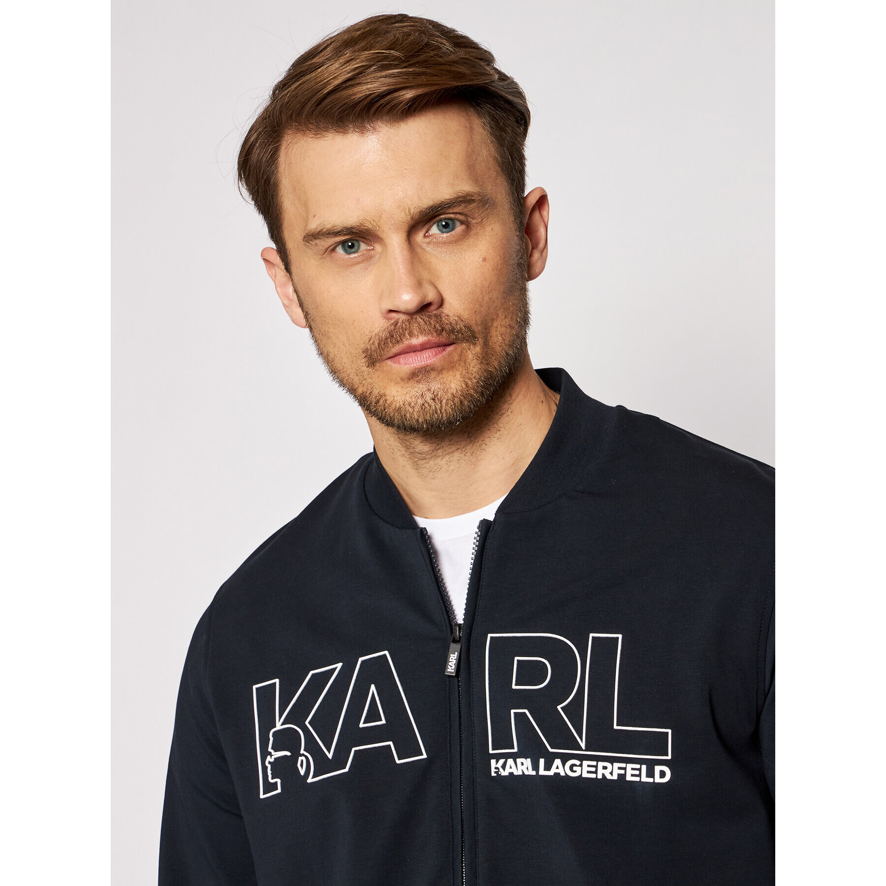 KARL LAGERFELD Mikina Sweat Zip 705034 511902 Tmavomodrá Regular Fit - Pepit.cz