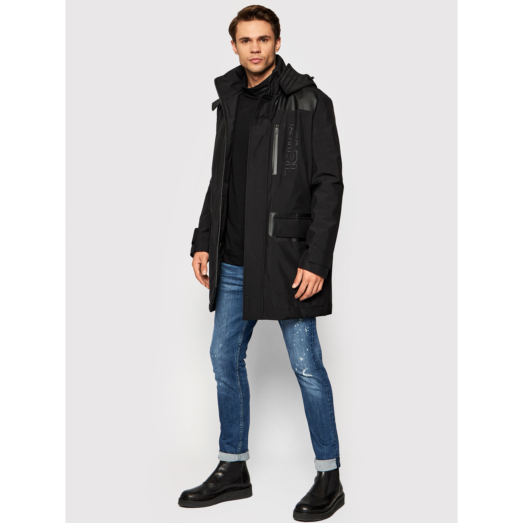 KARL LAGERFELD Parka 455016 512540 Černá Regular Fit - Pepit.cz