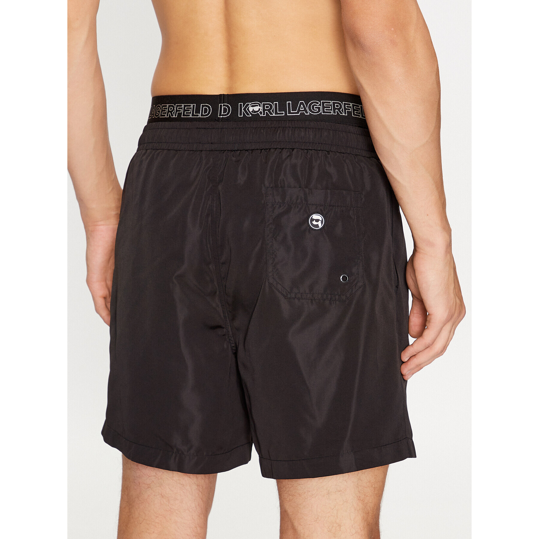 KARL LAGERFELD Plážové šortky Ikonik 2.0 Elastic Med Shorts 235M2213 Černá Regular Fit - Pepit.cz