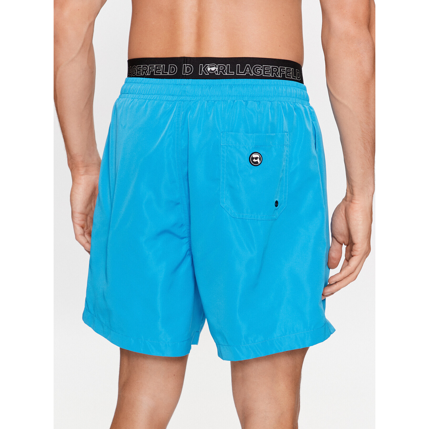 KARL LAGERFELD Plážové šortky Ikonik 2.0 Elastic Med Shorts 235M2213 Modrá Regular Fit - Pepit.cz