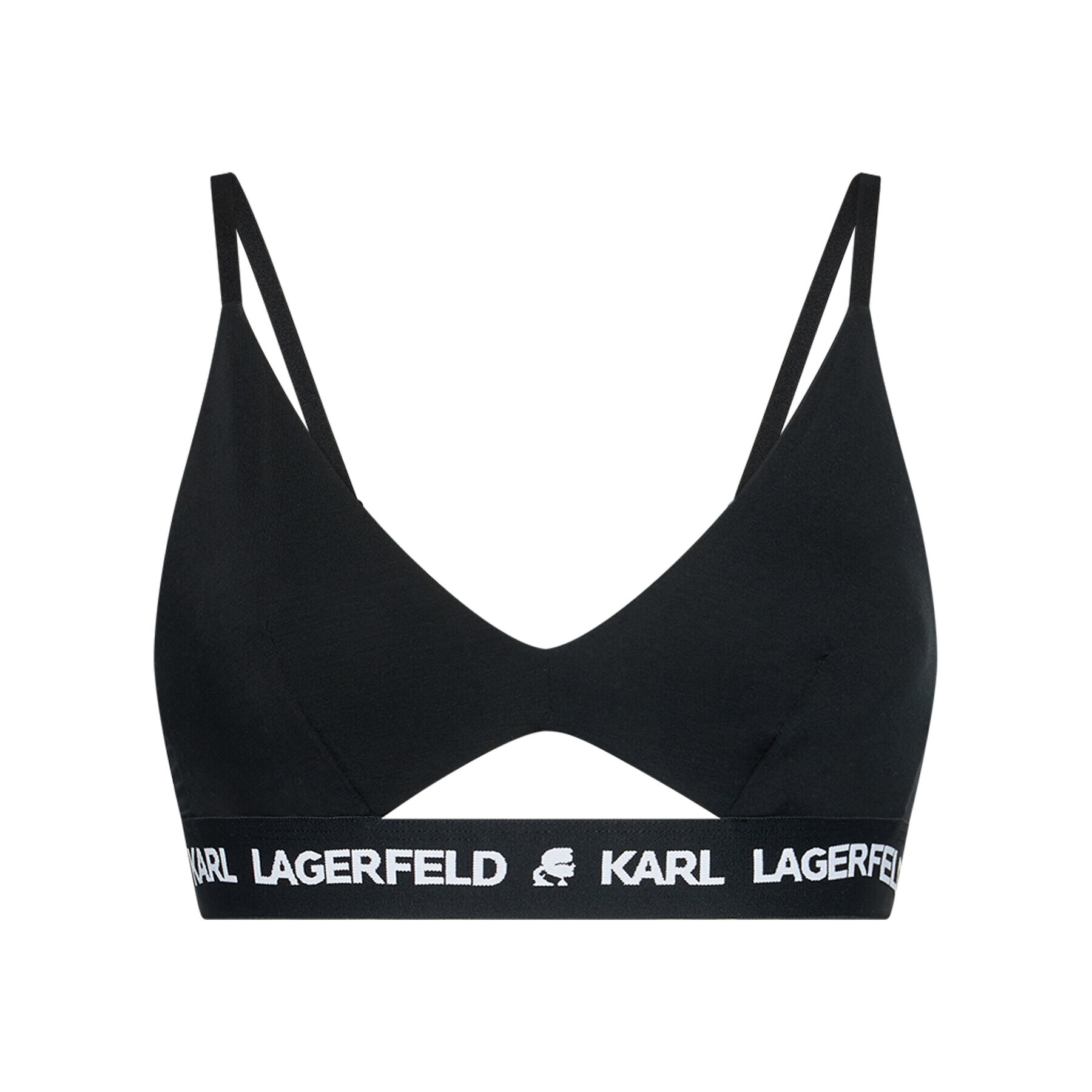 KARL LAGERFELD Podprsenka Bralette Peephole Logo 211W2101 Černá - Pepit.cz