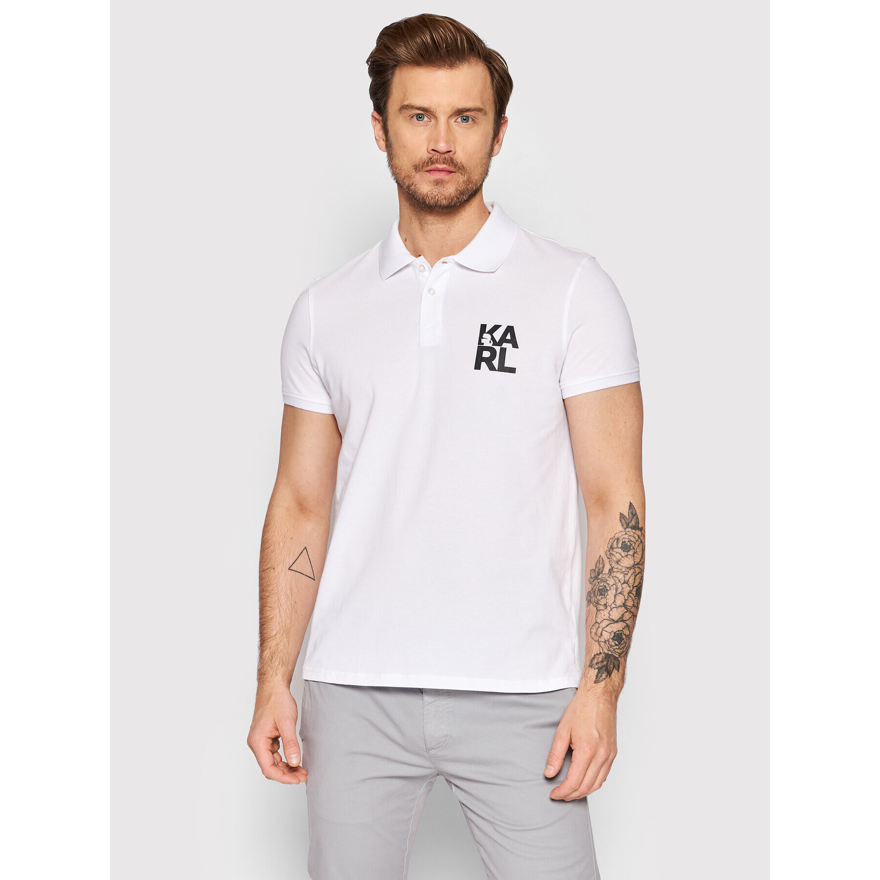 KARL LAGERFELD Polokošile KL22MPL01 Bílá Regular Fit - Pepit.cz