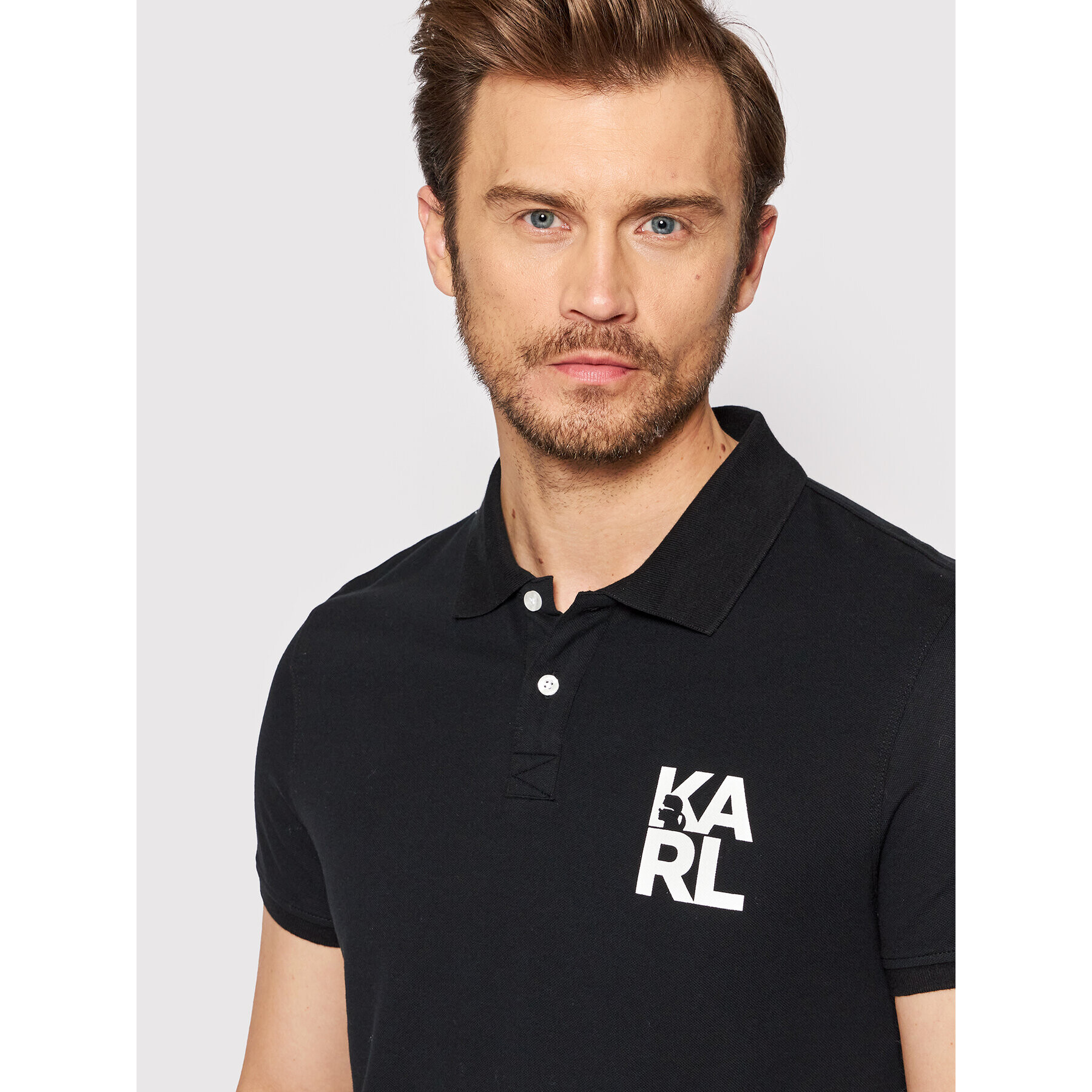 KARL LAGERFELD Polokošile KL22MPL01 Černá Regular Fit - Pepit.cz