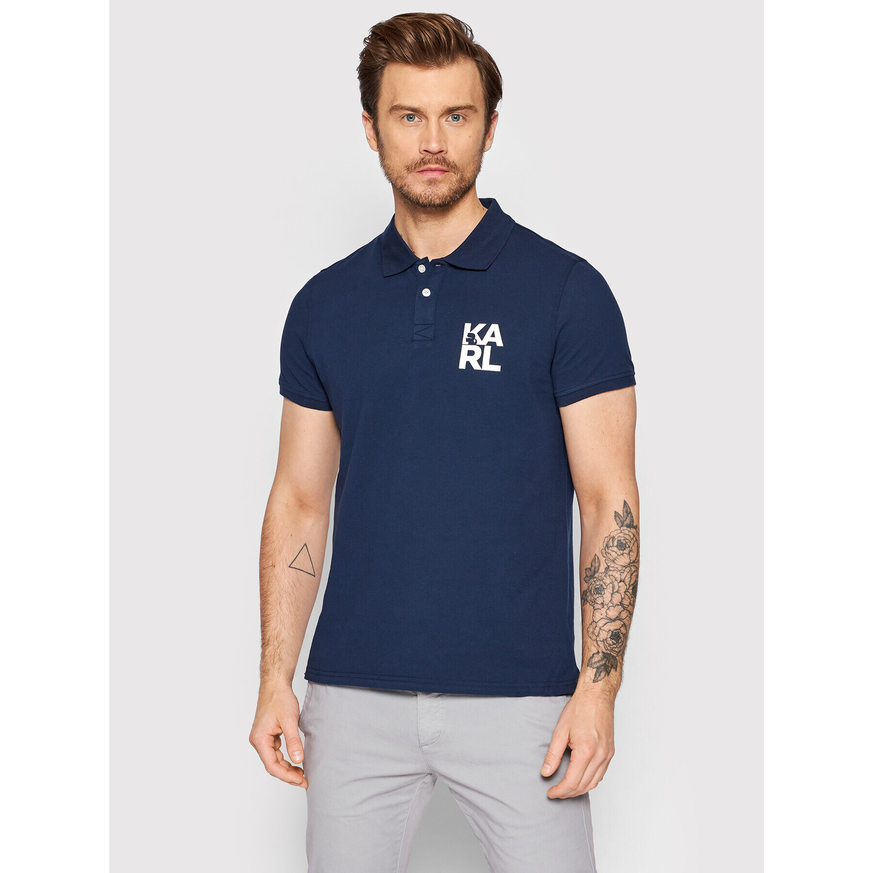 KARL LAGERFELD Polokošile KL22MPL01 Tmavomodrá Regular Fit - Pepit.cz