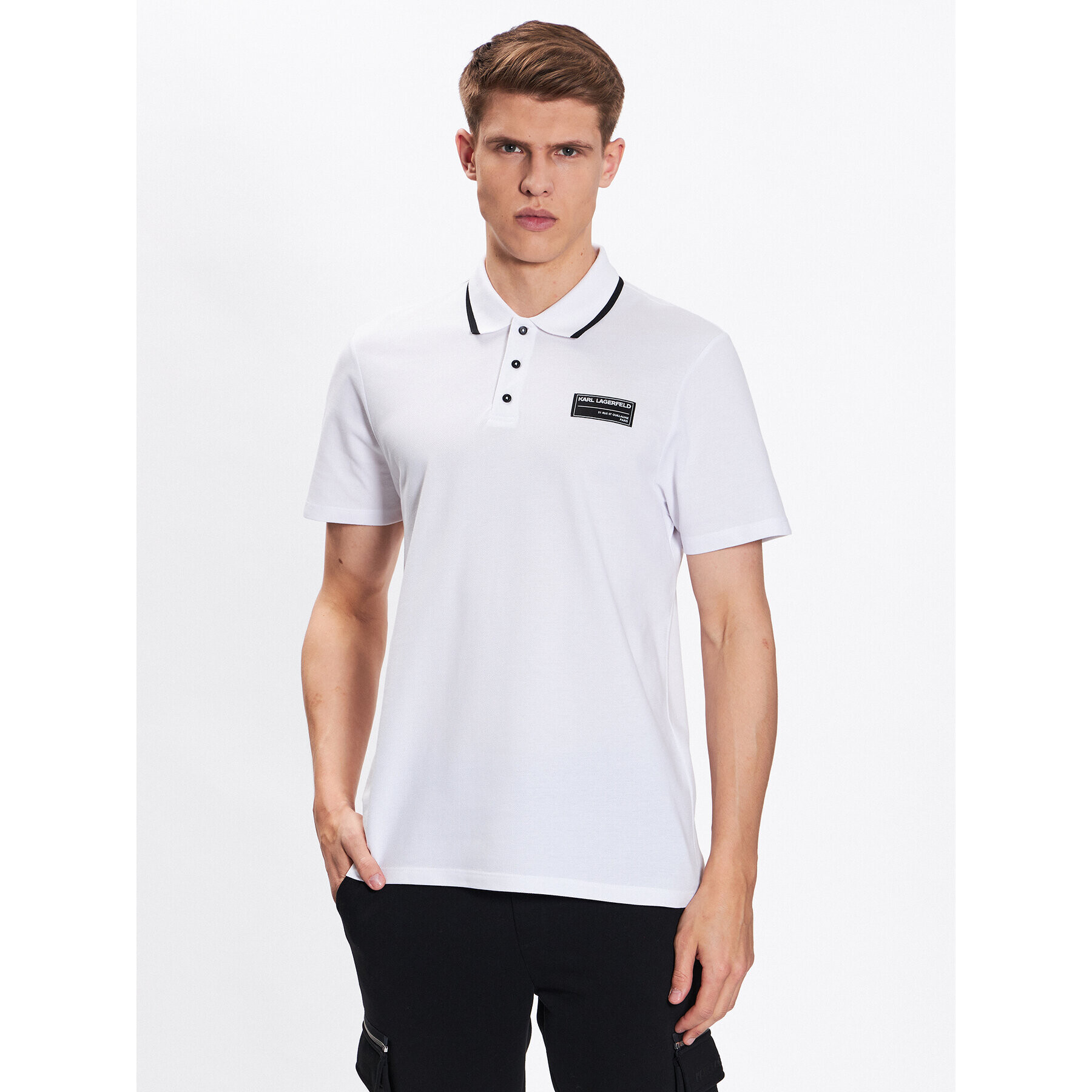 KARL LAGERFELD Polokošile Logo 230M2210 Bílá Regular Fit - Pepit.cz