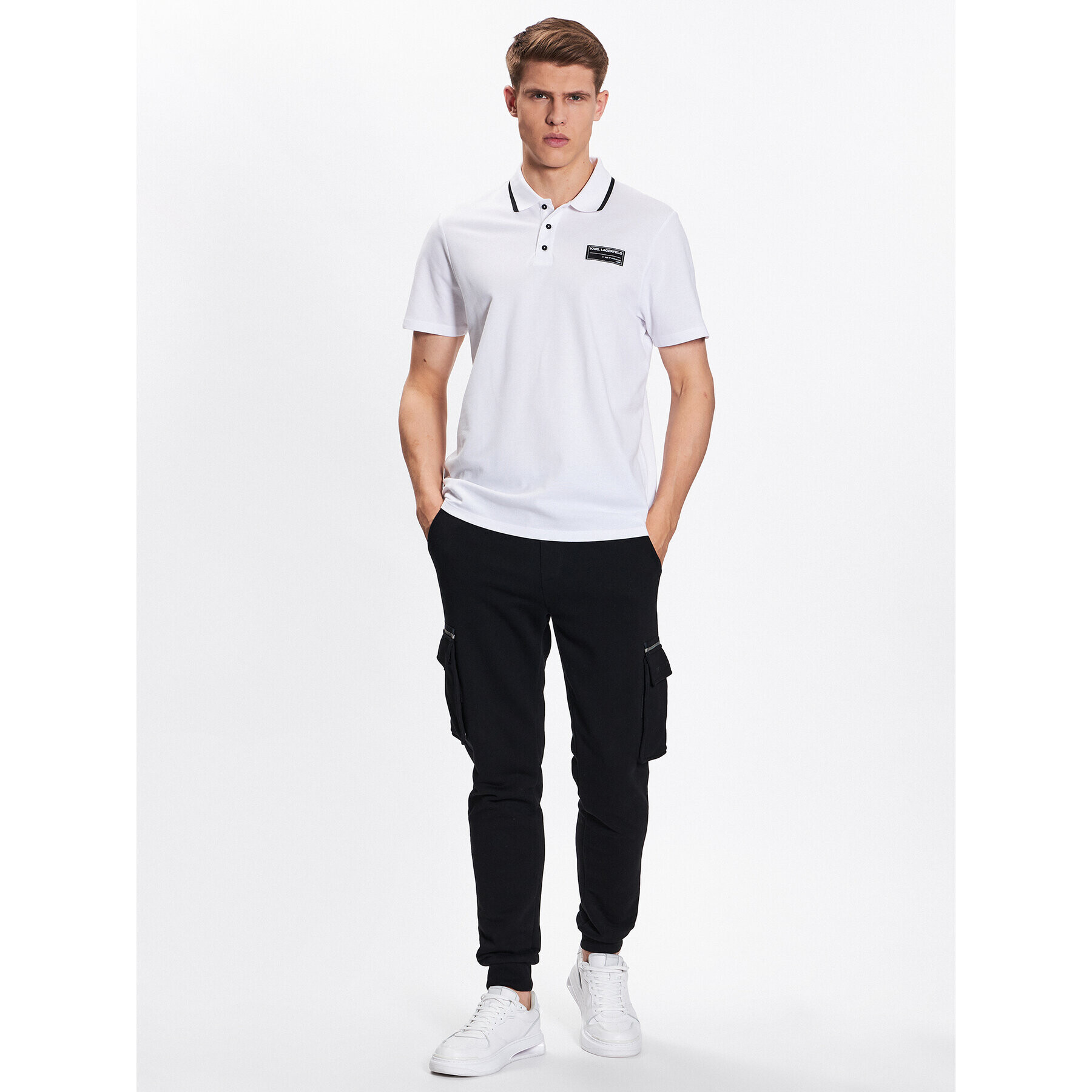 KARL LAGERFELD Polokošile Logo 230M2210 Bílá Regular Fit - Pepit.cz