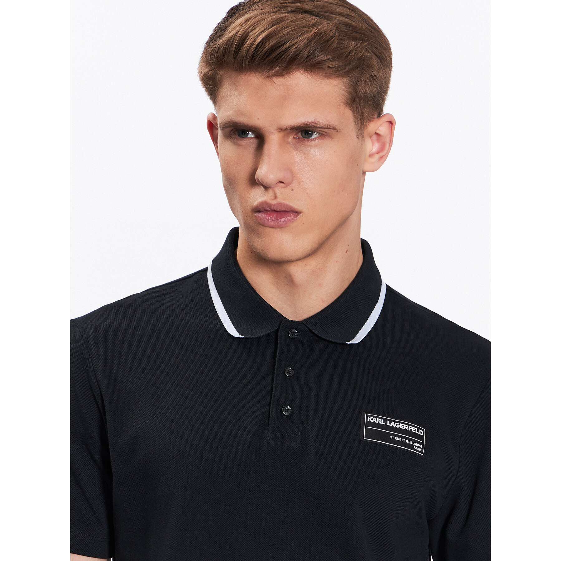 KARL LAGERFELD Polokošile Logo 230M2210 Černá Regular Fit - Pepit.cz