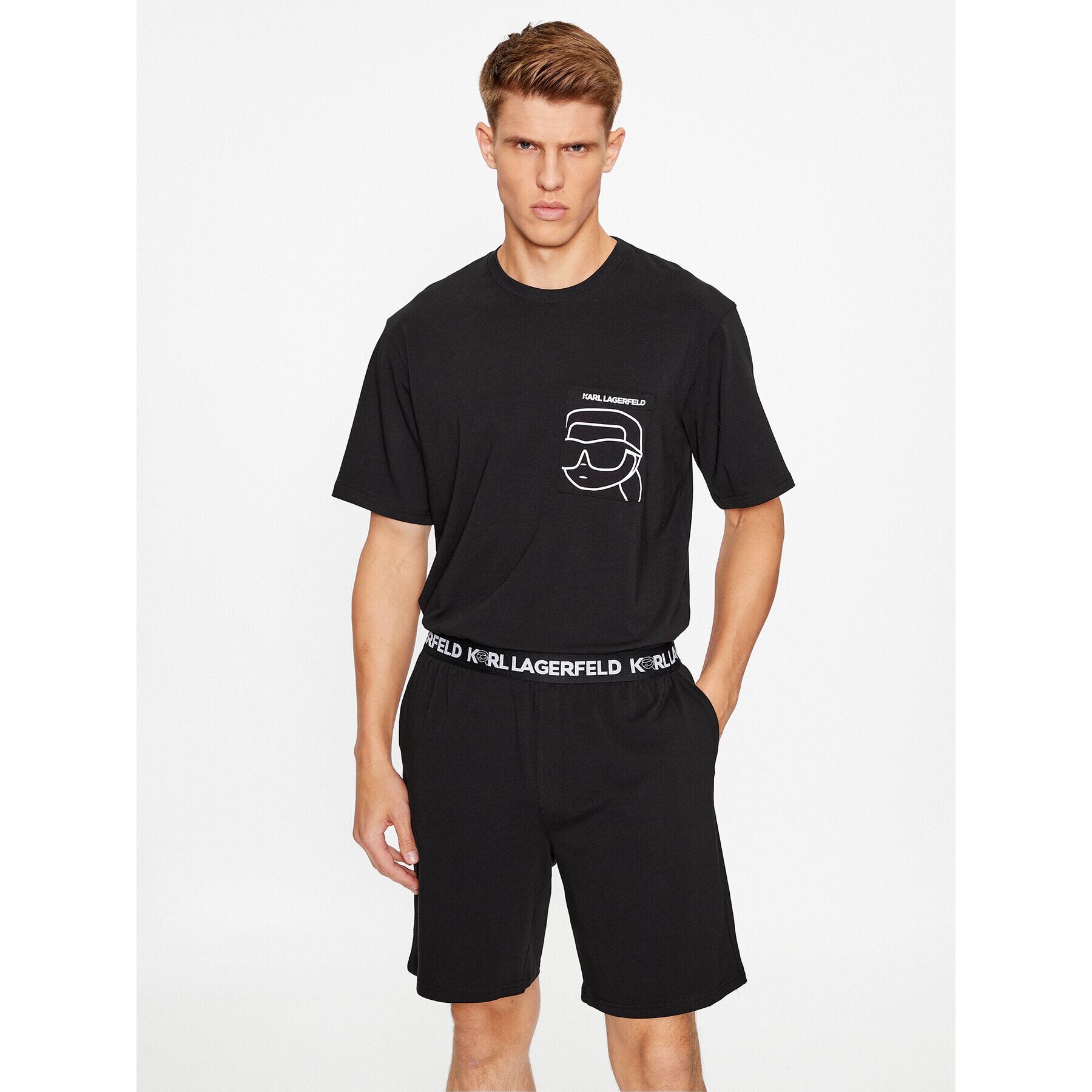 KARL LAGERFELD Pyžamo Ikonik 2.0 Pkt Short Pj Set 230M2106 Černá Regular Fit - Pepit.cz