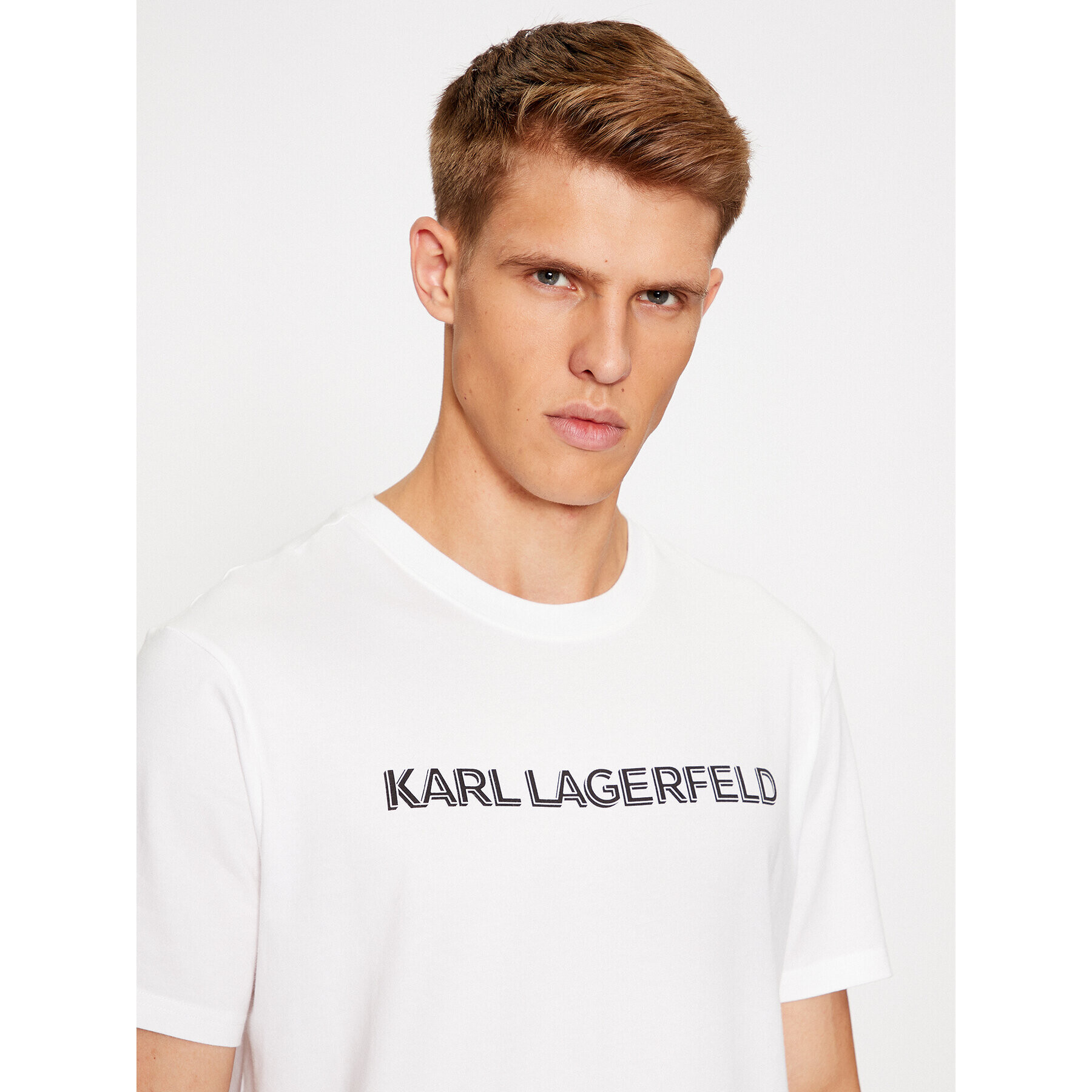 KARL LAGERFELD Pyžamo Printed Pj T-Shirt Set 225M2100 Bílá Regular Fit - Pepit.cz