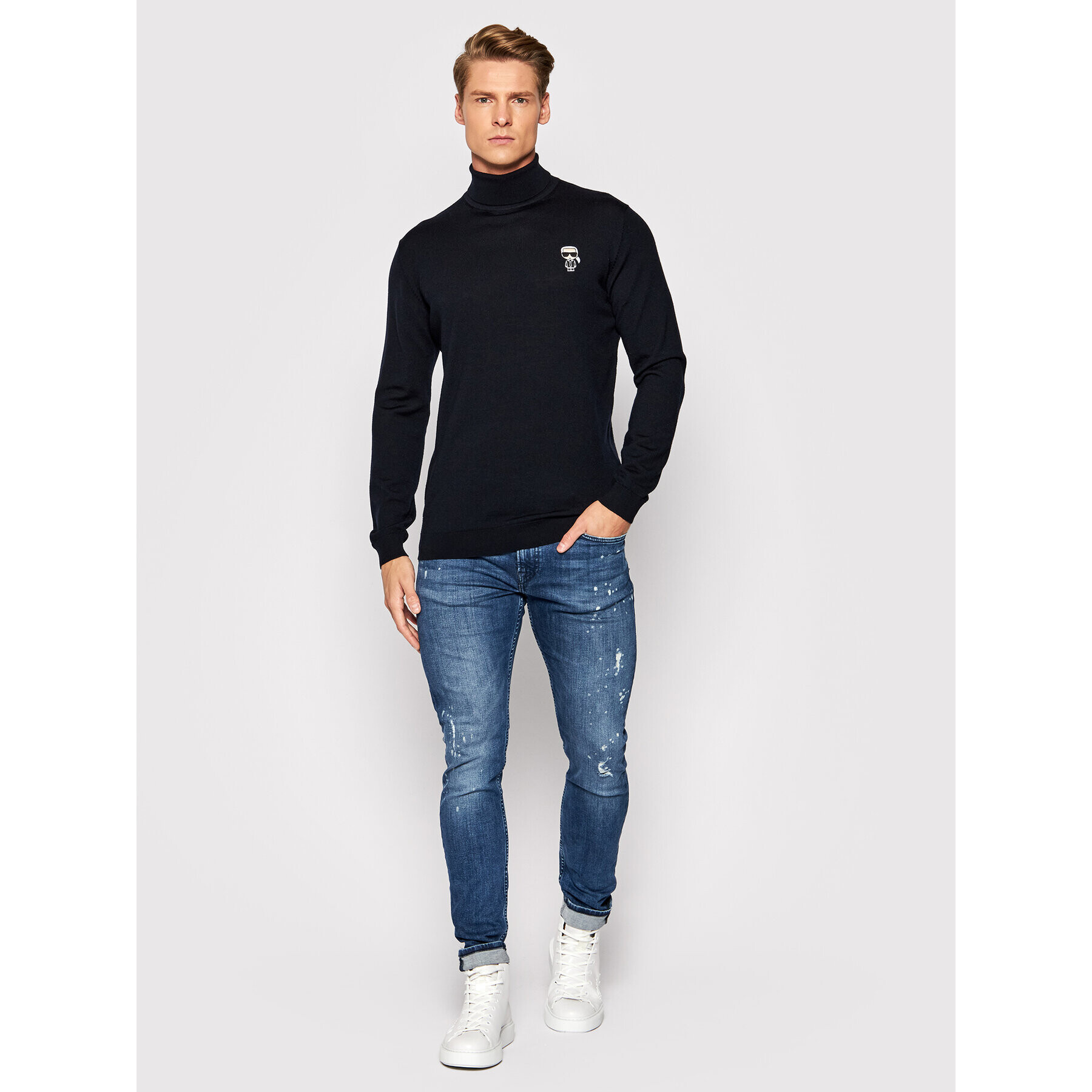 KARL LAGERFELD Rolák Knit 655014 512399 Tmavomodrá Regular Fit - Pepit.cz