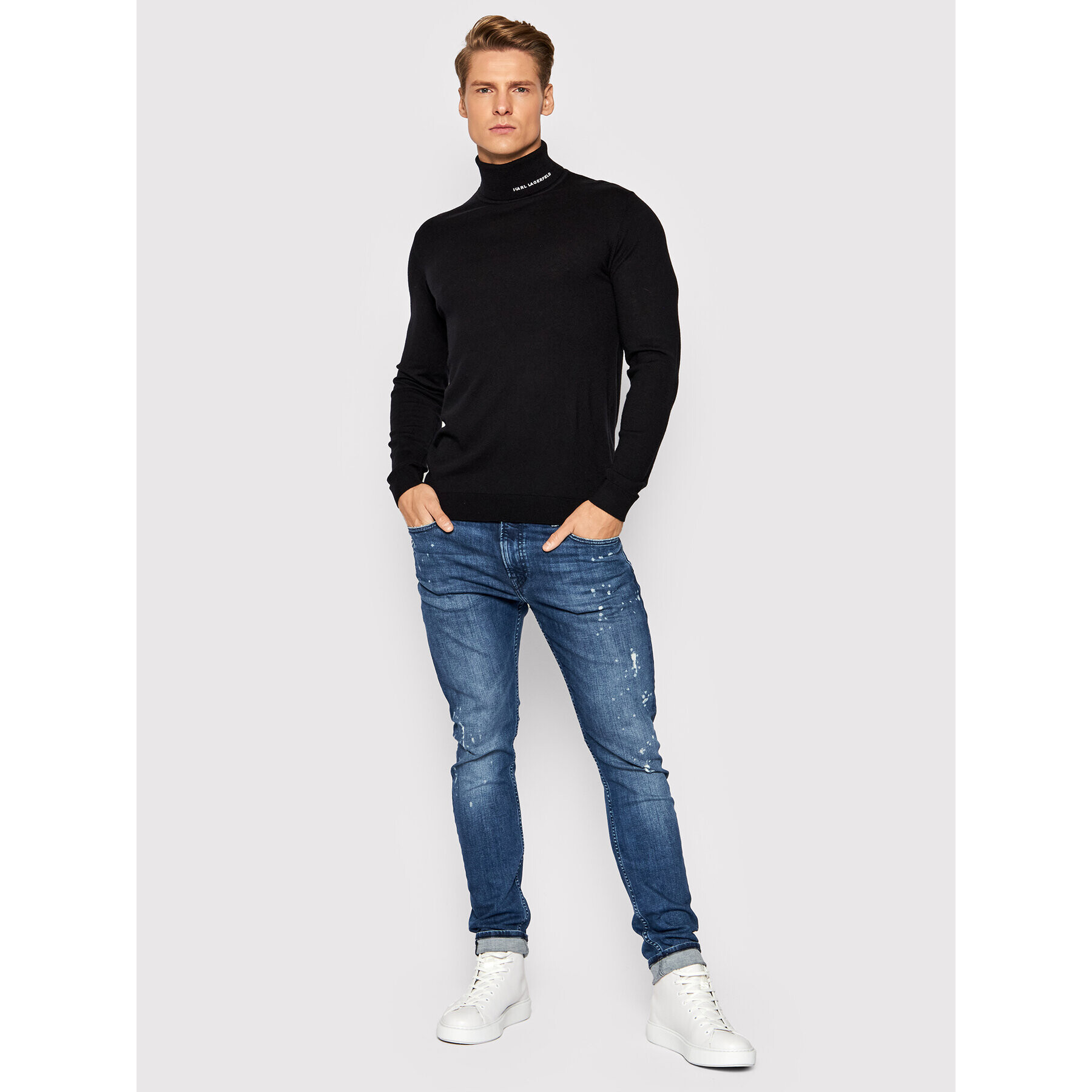 KARL LAGERFELD Rolák Knit 655047 512306 Černá Regular Fit - Pepit.cz