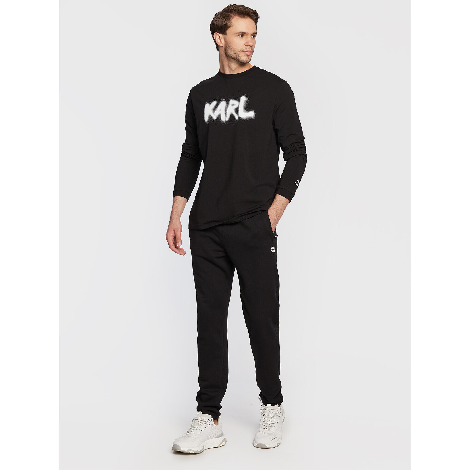 KARL LAGERFELD S dlouhým rukávem 755011 524221 Černá Regular Fit - Pepit.cz