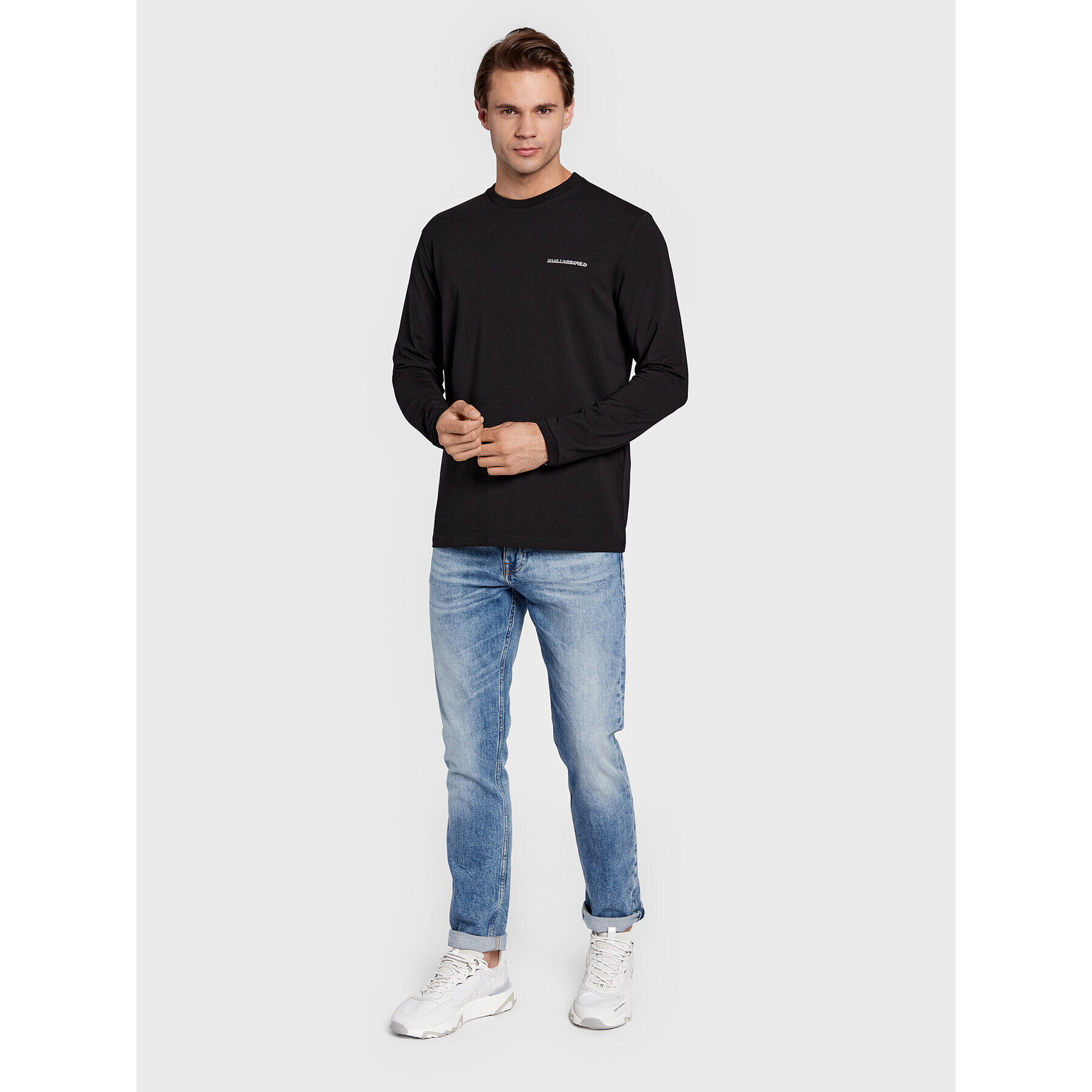 KARL LAGERFELD S dlouhým rukávem 755021 524221 Černá Regular Fit - Pepit.cz