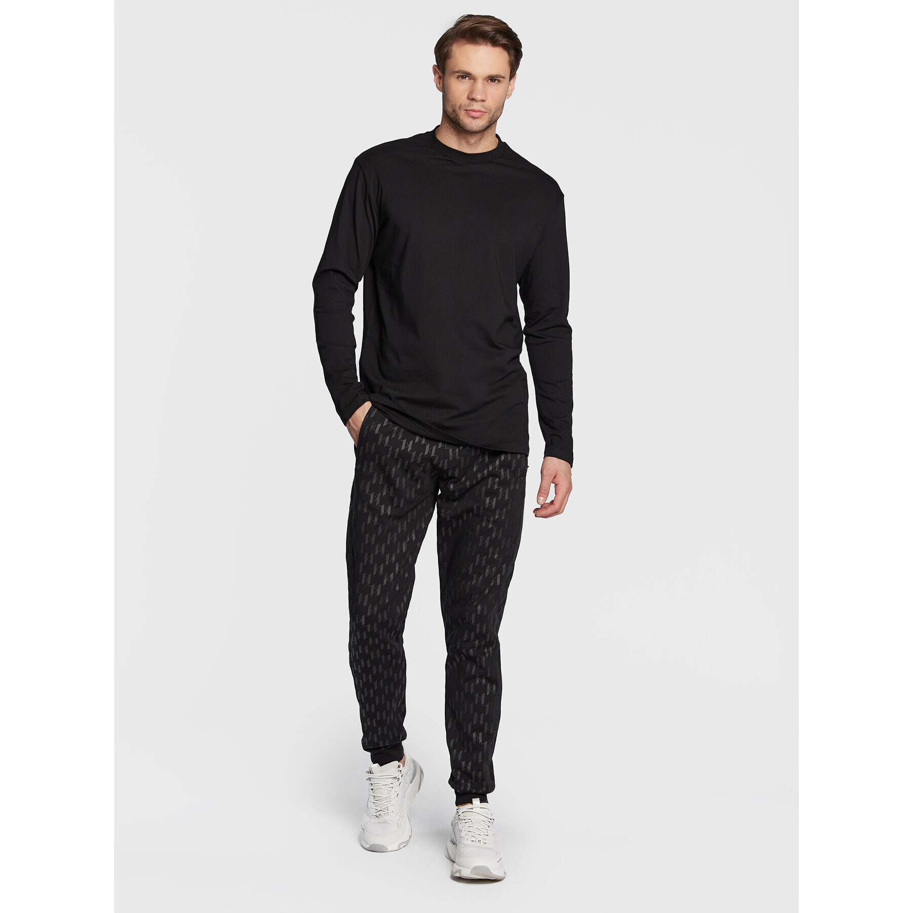 KARL LAGERFELD S dlouhým rukávem 755229 524224 Černá Regular Fit - Pepit.cz