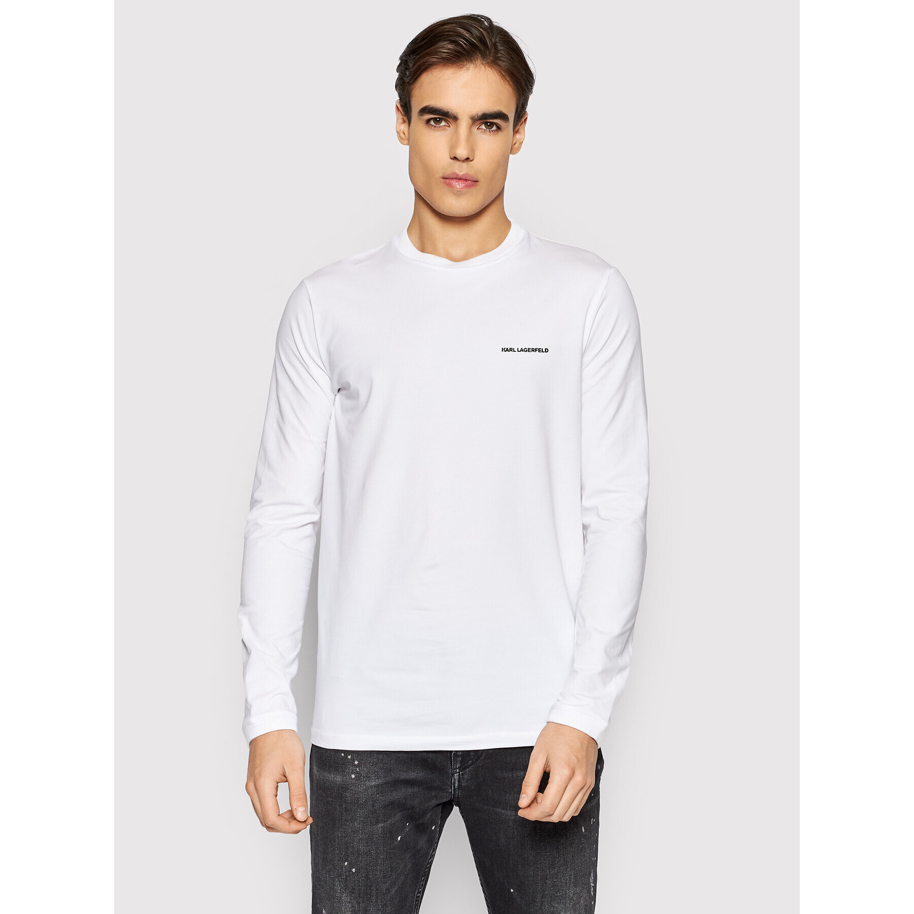 KARL LAGERFELD S dlouhým rukávem Crewneck 755021 512221 Bílá Regular Fit - Pepit.cz