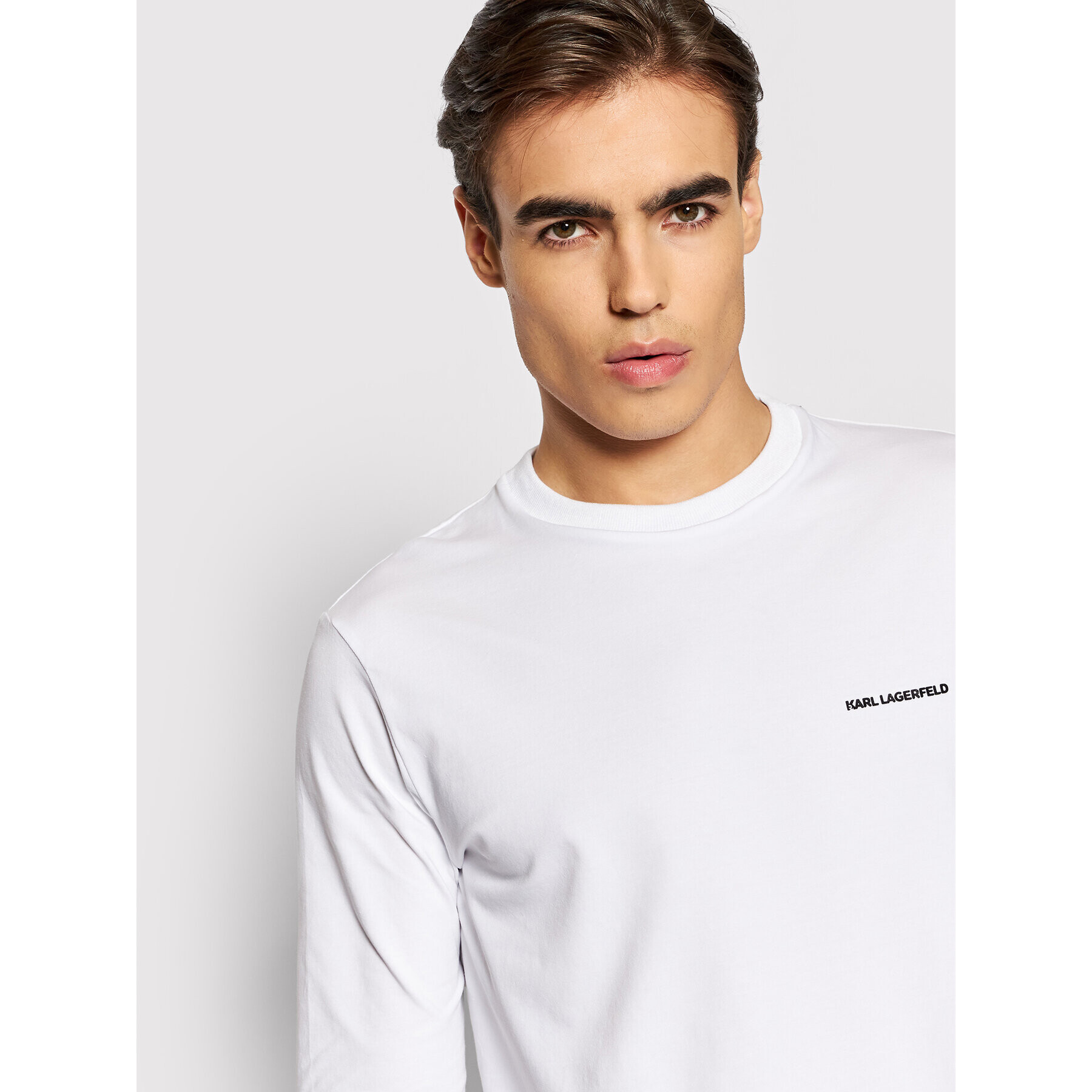 KARL LAGERFELD S dlouhým rukávem Crewneck 755021 512221 Bílá Regular Fit - Pepit.cz