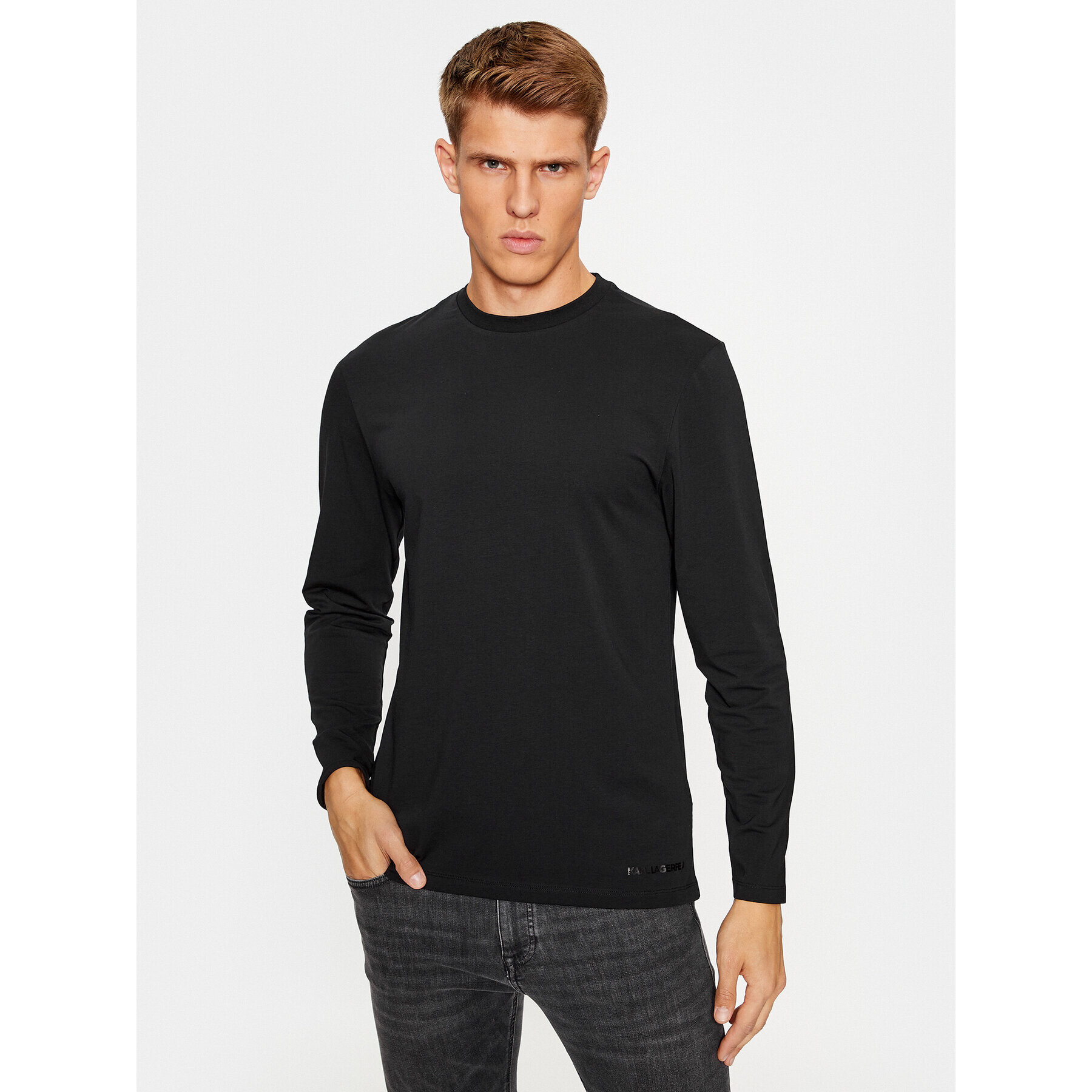 KARL LAGERFELD S dlouhým rukávem Longsleeve Undershirt 235M2107 Černá Regular Fit - Pepit.cz