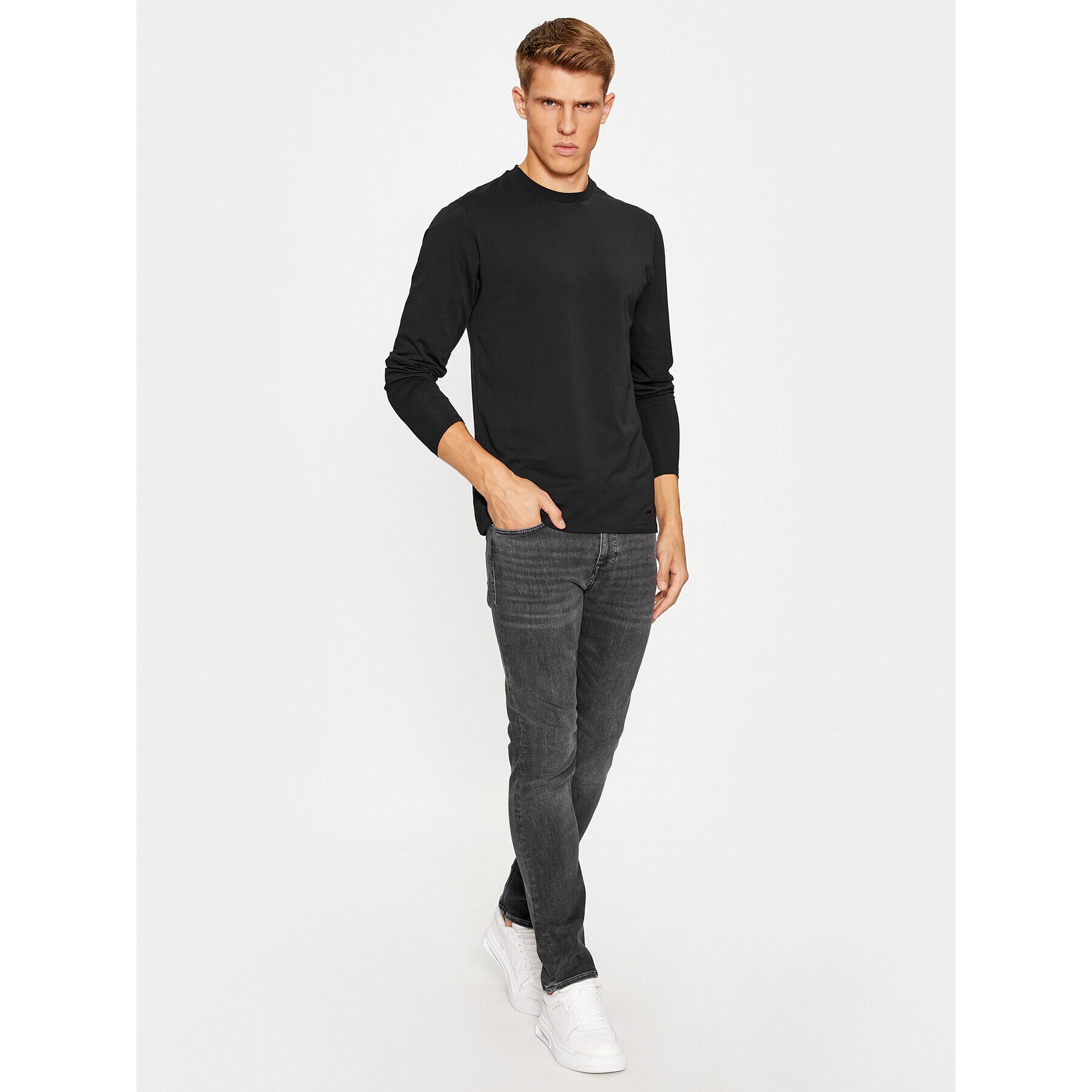 KARL LAGERFELD S dlouhým rukávem Longsleeve Undershirt 235M2107 Černá Regular Fit - Pepit.cz