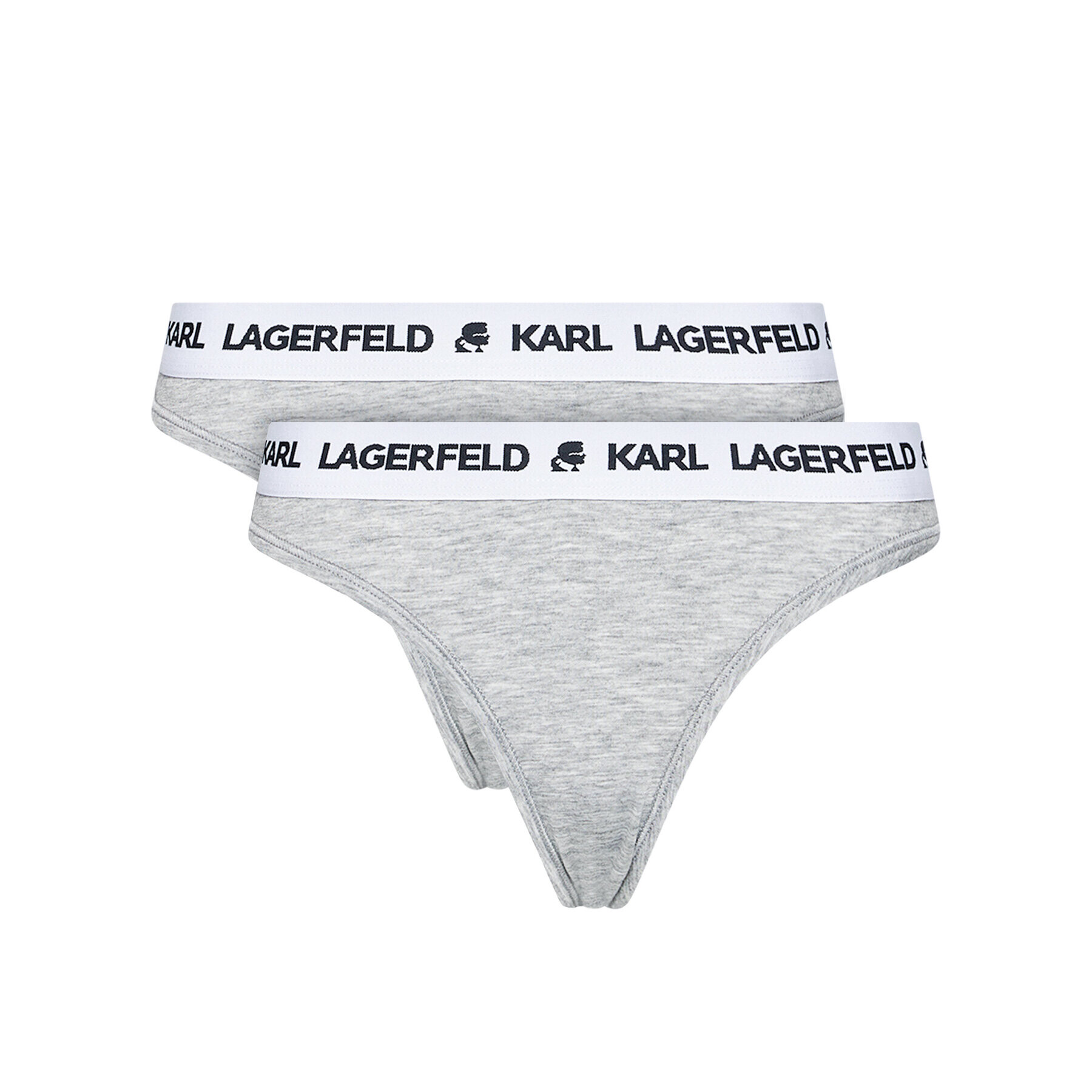 KARL LAGERFELD Sada 2 kusů string kalhotek Logo Set 211W2126 Šedá - Pepit.cz