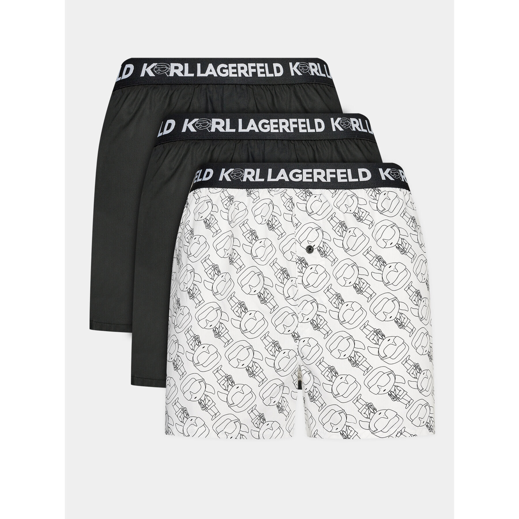 KARL LAGERFELD Sada 3 kusů boxerek Ikonik 2.0 Woven Boxer (X3) 235M2115 Černá - Pepit.cz