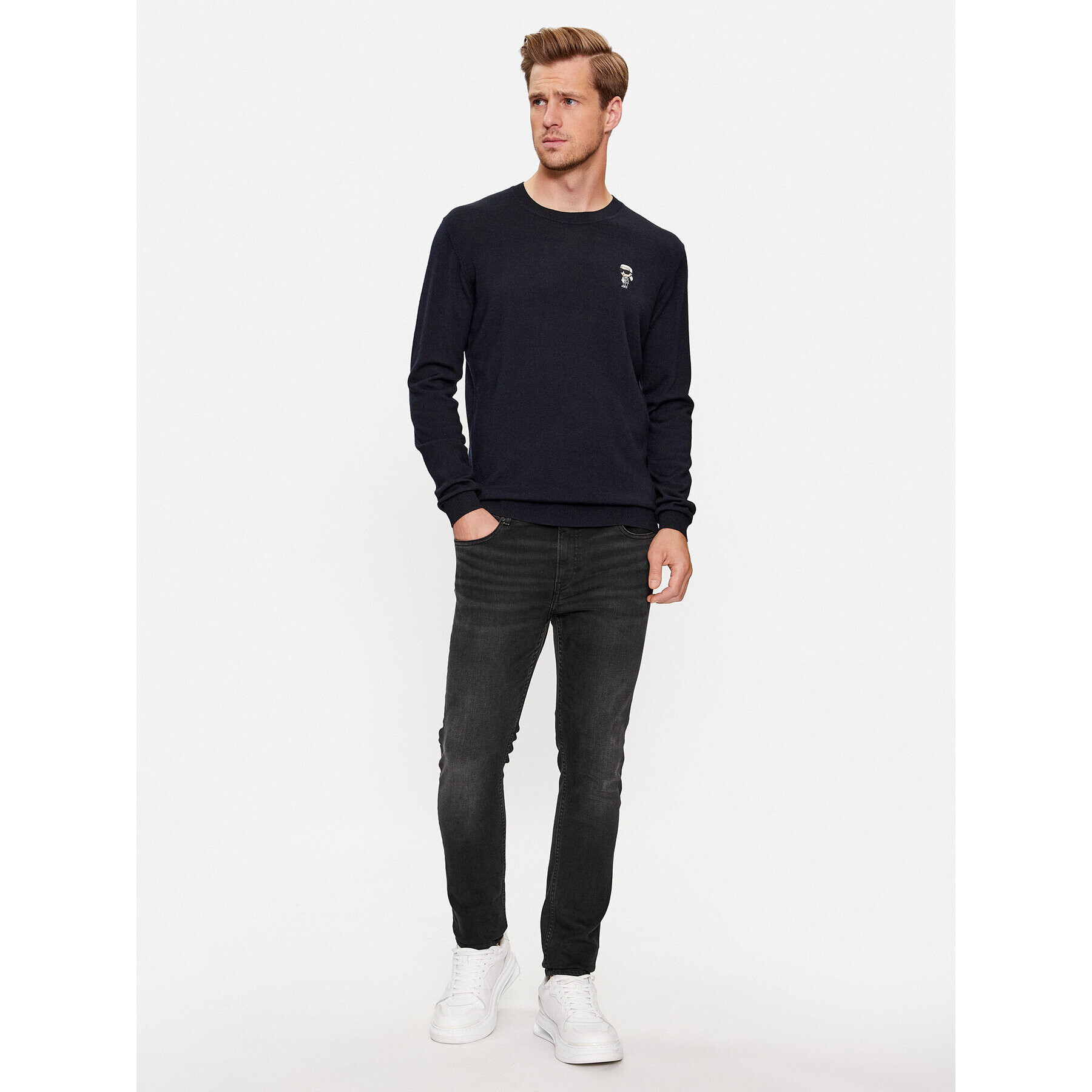 KARL LAGERFELD Svetr 655013 534399 Tmavomodrá Regular Fit - Pepit.cz