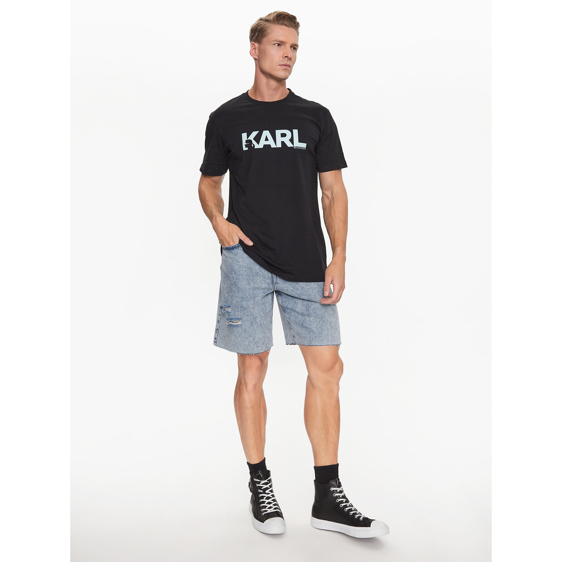 KARL LAGERFELD T-Shirt 230M2211 Černá Regular Fit - Pepit.cz