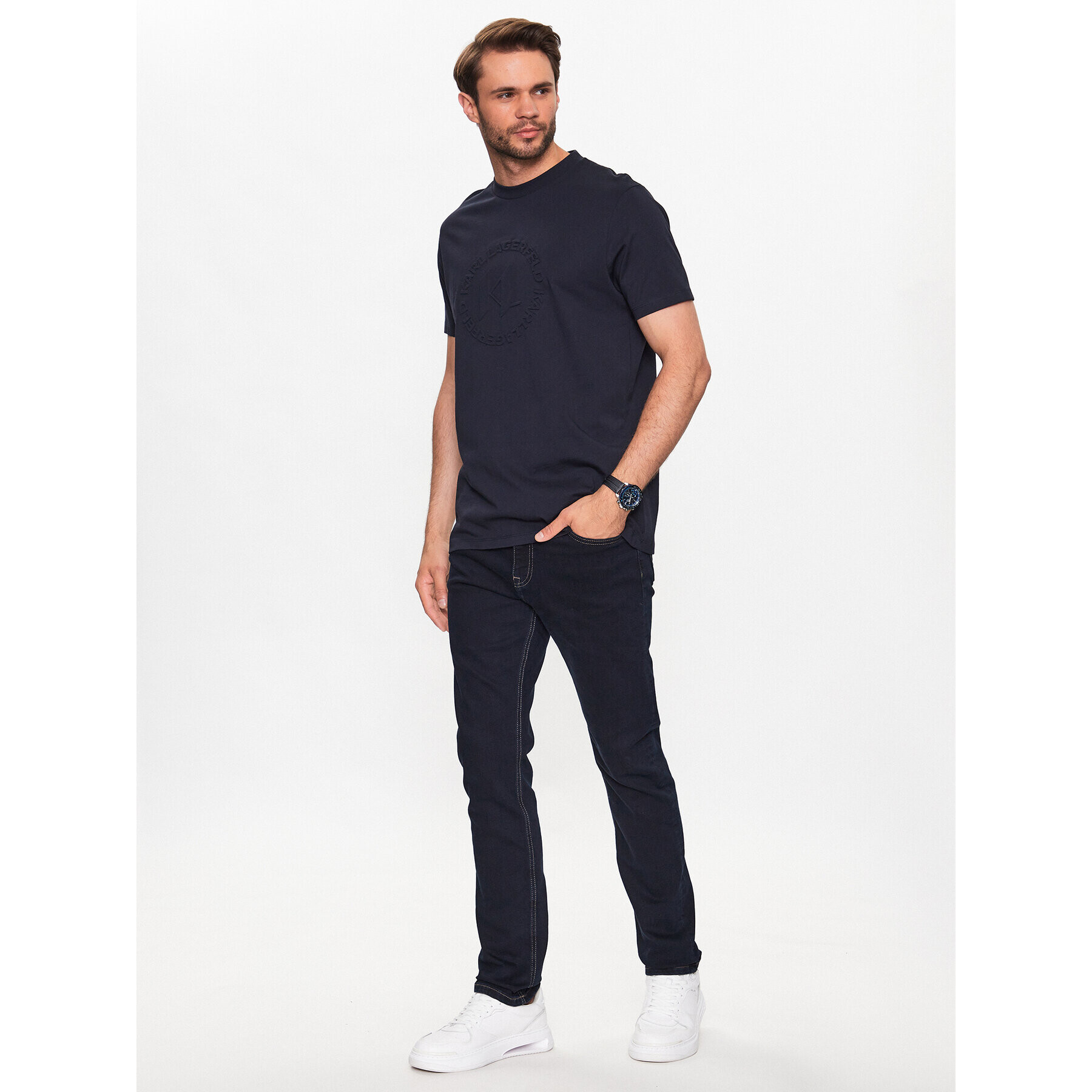 KARL LAGERFELD T-Shirt 755031 532225 Tmavomodrá Regular Fit - Pepit.cz