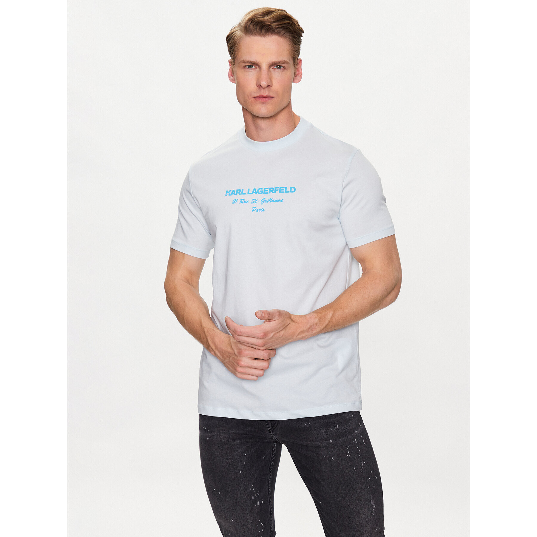 KARL LAGERFELD T-Shirt 755035 532224 Modrá Regular Fit - Pepit.cz