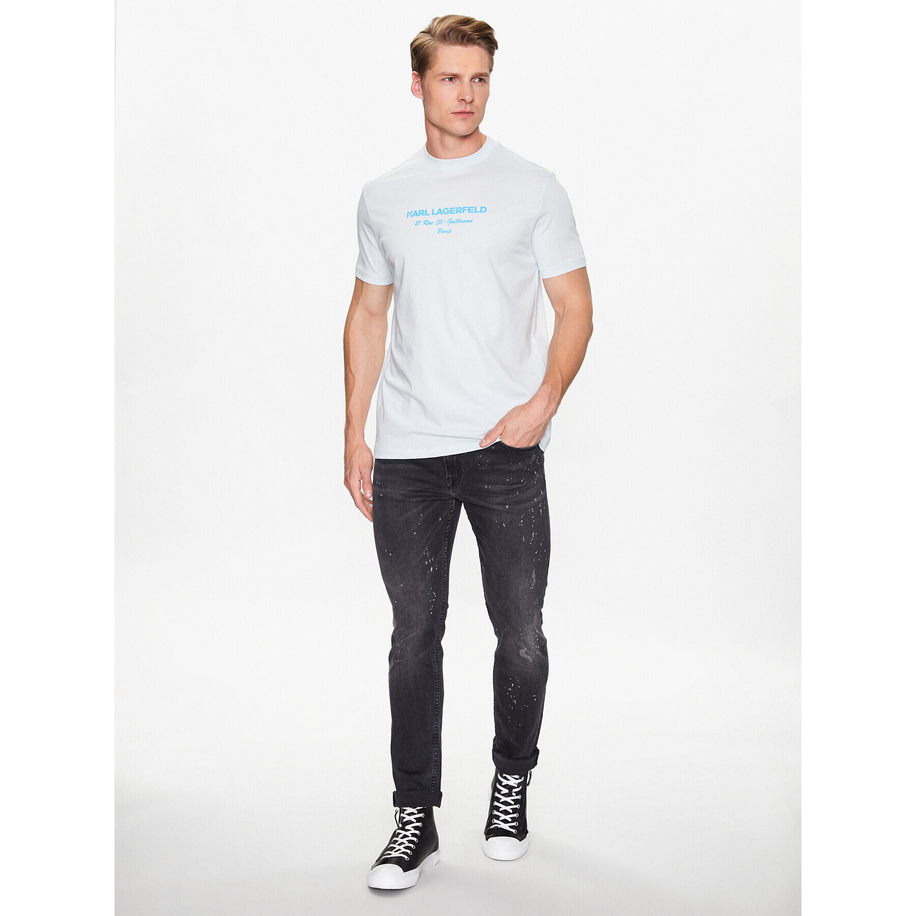 KARL LAGERFELD T-Shirt 755035 532224 Modrá Regular Fit - Pepit.cz