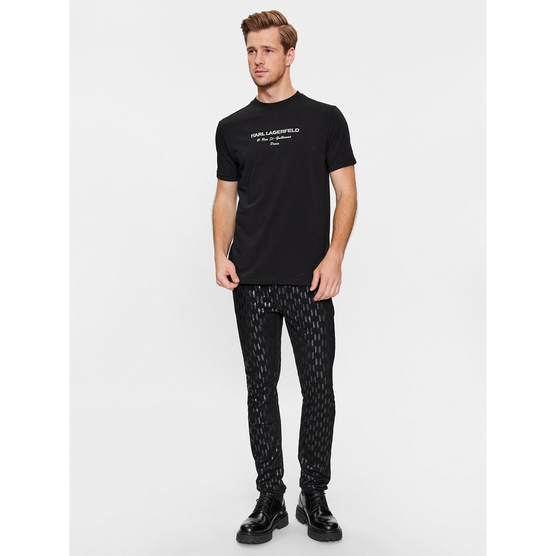 KARL LAGERFELD T-Shirt 755037 534221 Stříbrná Regular Fit - Pepit.cz