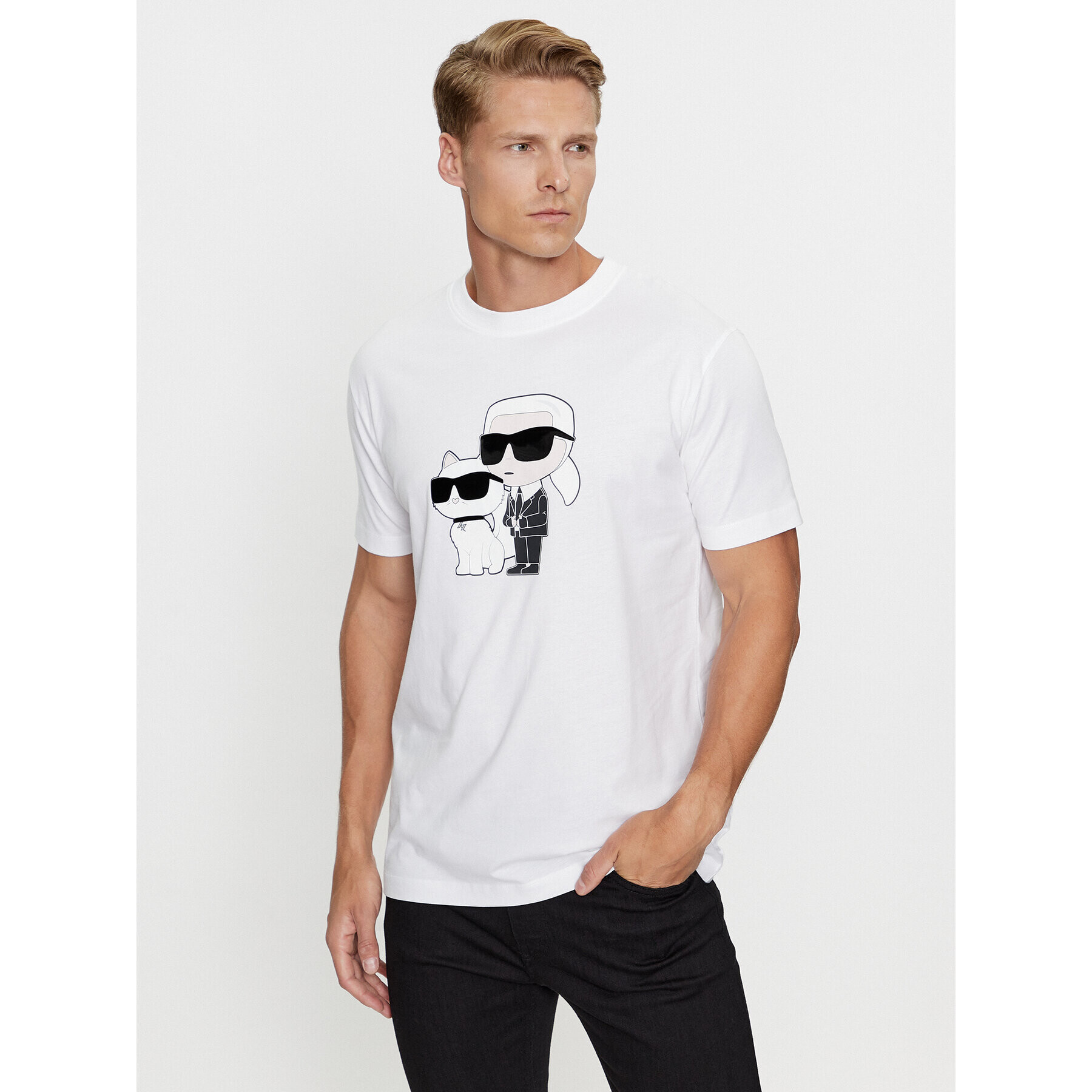 KARL LAGERFELD T-Shirt 755061 534241 Bílá Regular Fit - Pepit.cz