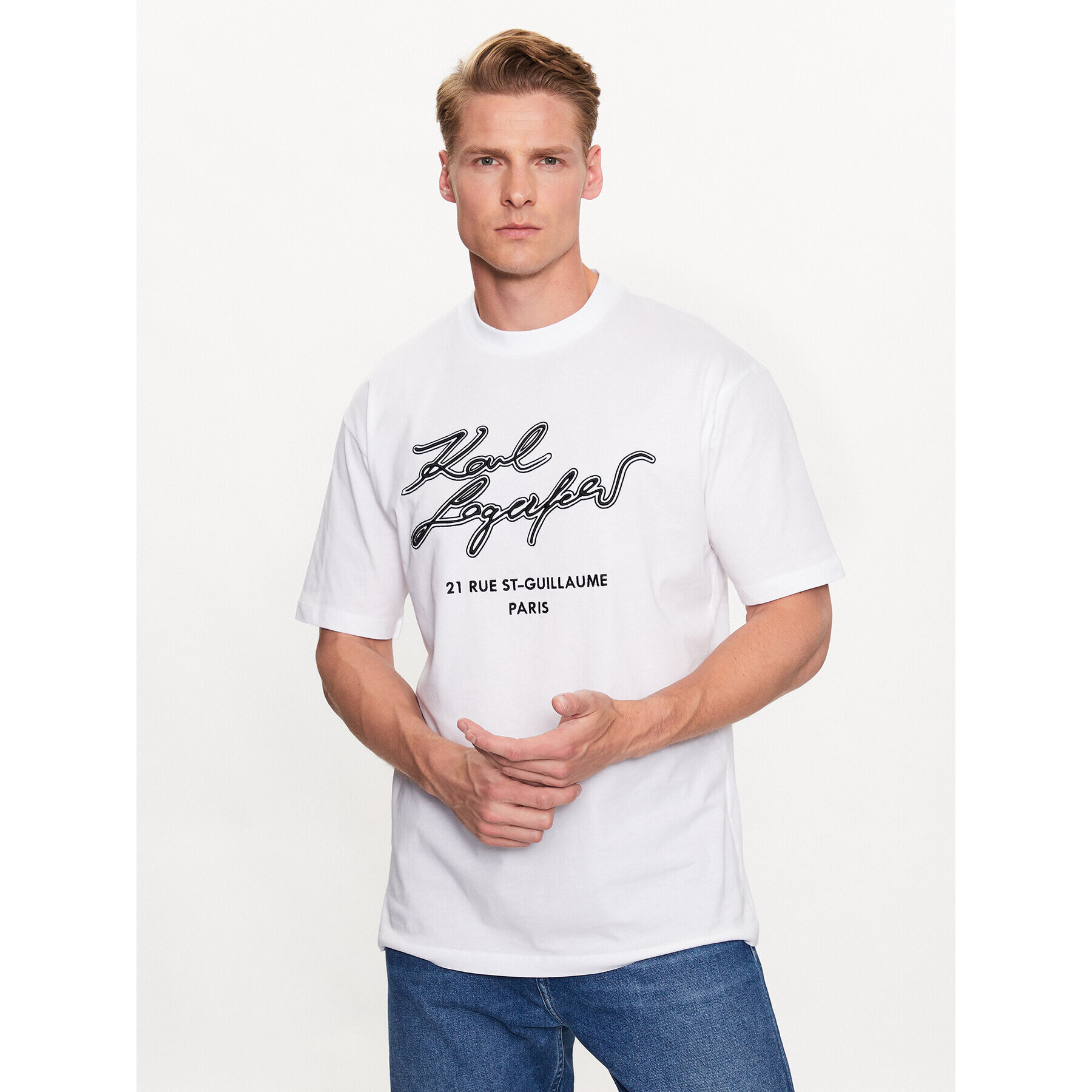 KARL LAGERFELD T-Shirt 755152 532224 Bílá Regular Fit - Pepit.cz