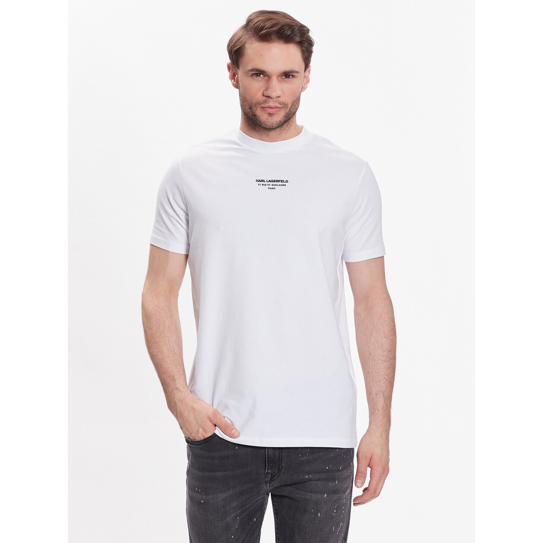 KARL LAGERFELD T-Shirt Crew Neck 755059 532221 Bílá Regular Fit - Pepit.cz