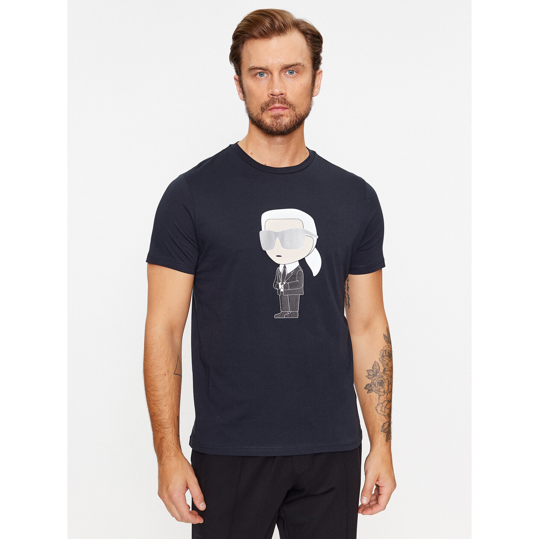 KARL LAGERFELD T-Shirt Crewneck 755071 500251 Tmavomodrá Regular Fit - Pepit.cz