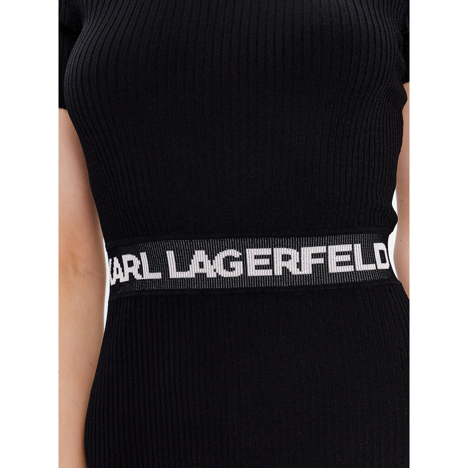 KARL LAGERFELD Úpletové šaty Logo 225W1350 Černá Slim Fit - Pepit.cz