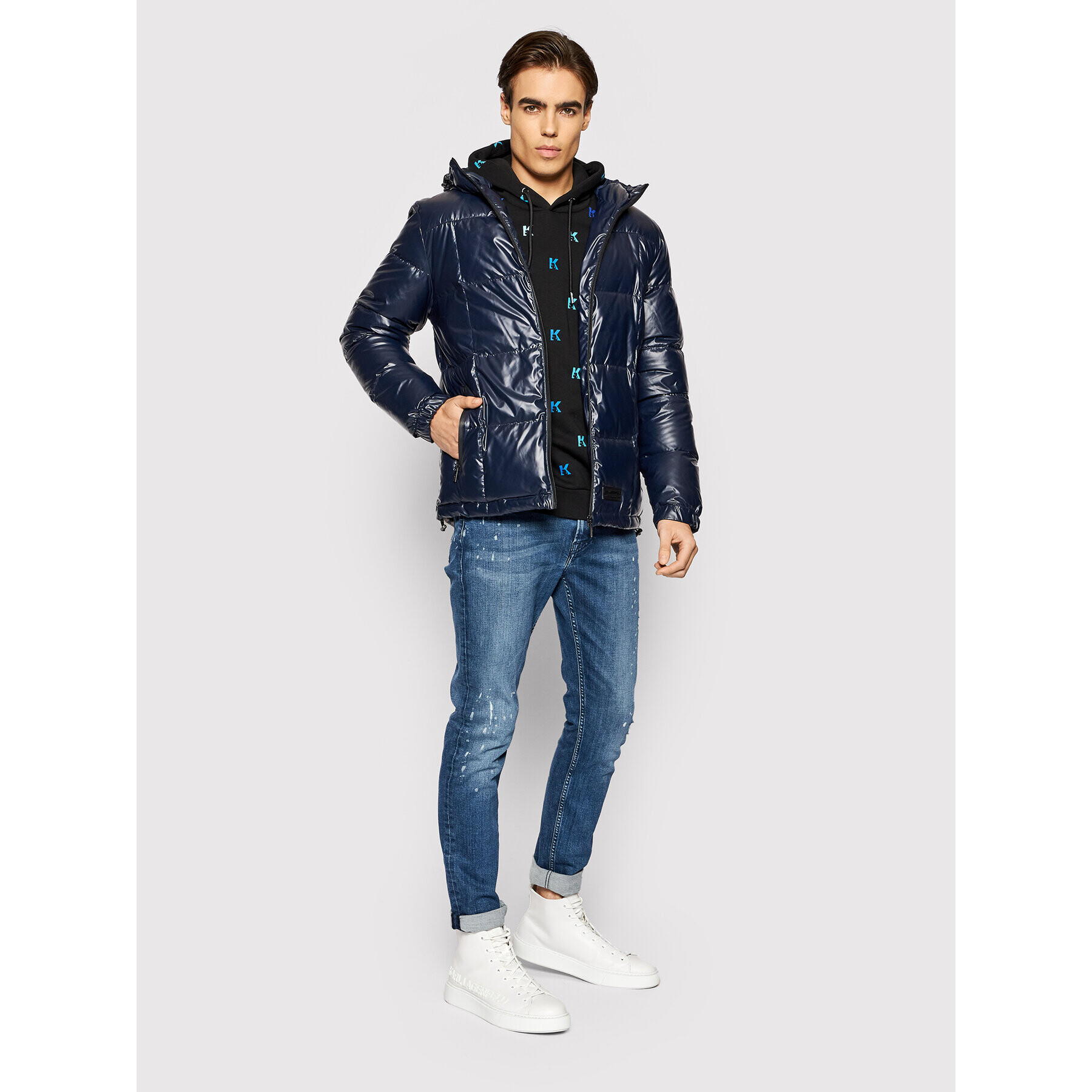 KARL LAGERFELD Vatovaná bunda 505005 512505 Tmavomodrá Regular Fit - Pepit.cz