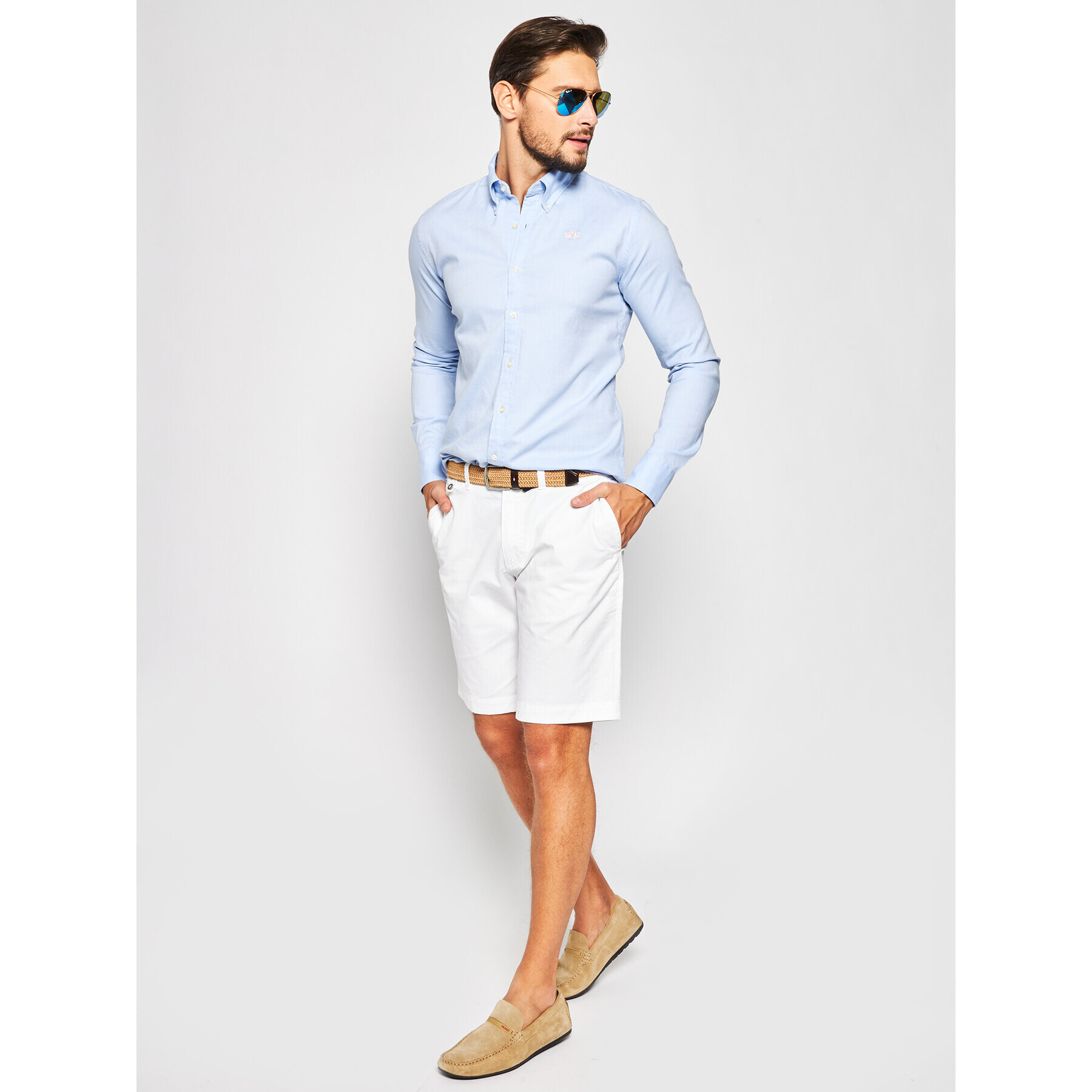 La Martina Košile CCMC03 OX014 Modrá Slim Fit - Pepit.cz