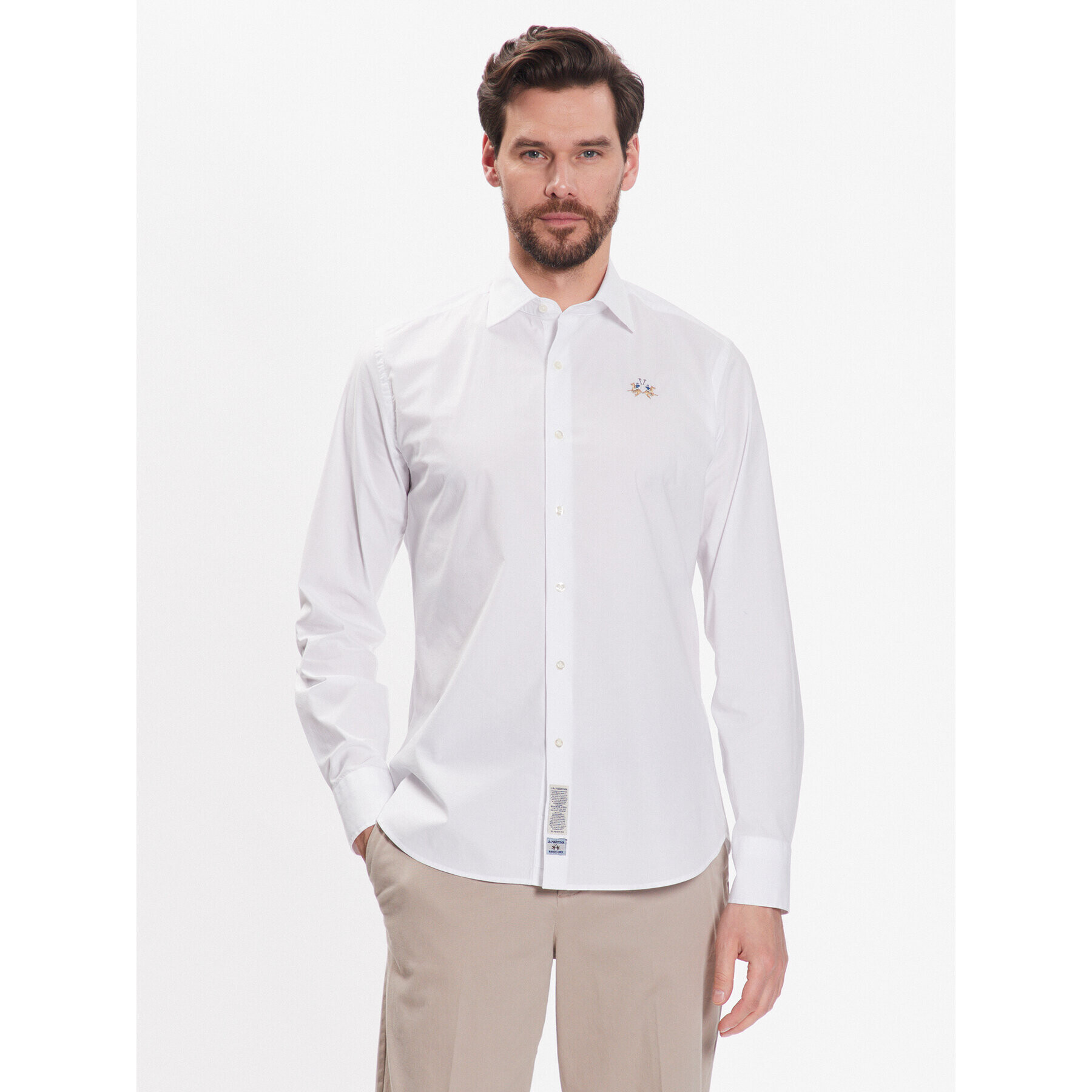 La Martina Košile VMC002 PP483 Bílá Slim Fit - Pepit.cz