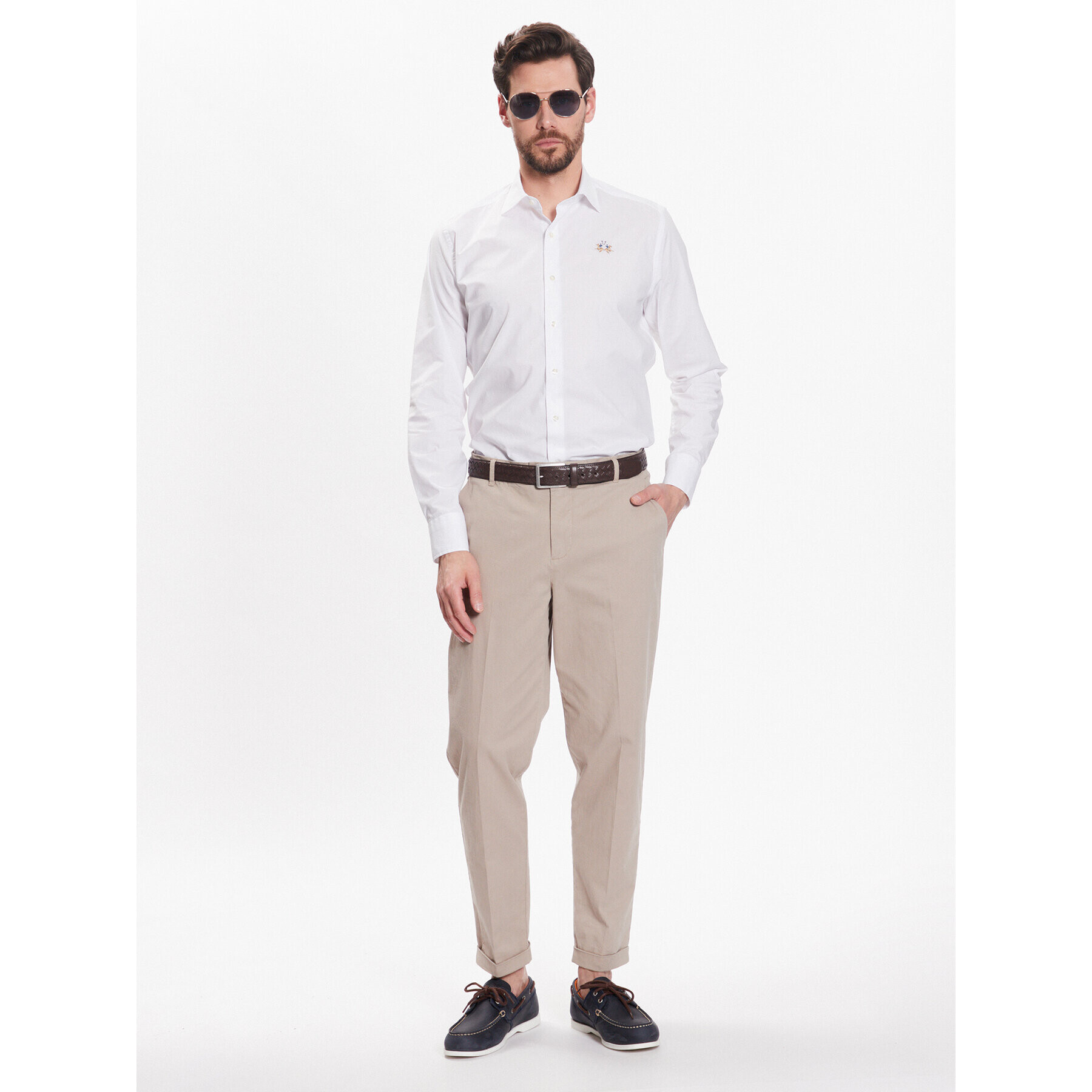 La Martina Košile VMC002 PP483 Bílá Slim Fit - Pepit.cz