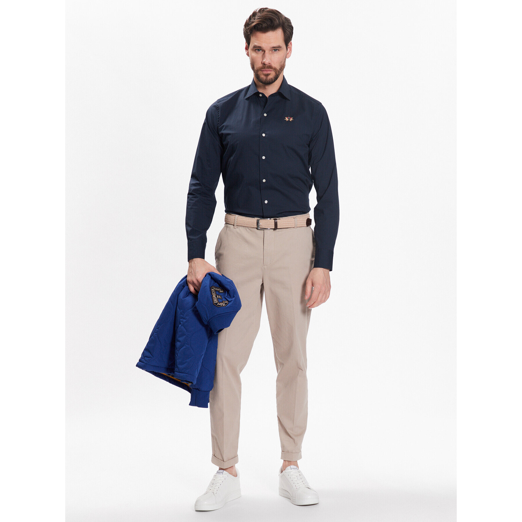 La Martina Košile VMC002 PP483 Tmavomodrá Slim Fit - Pepit.cz