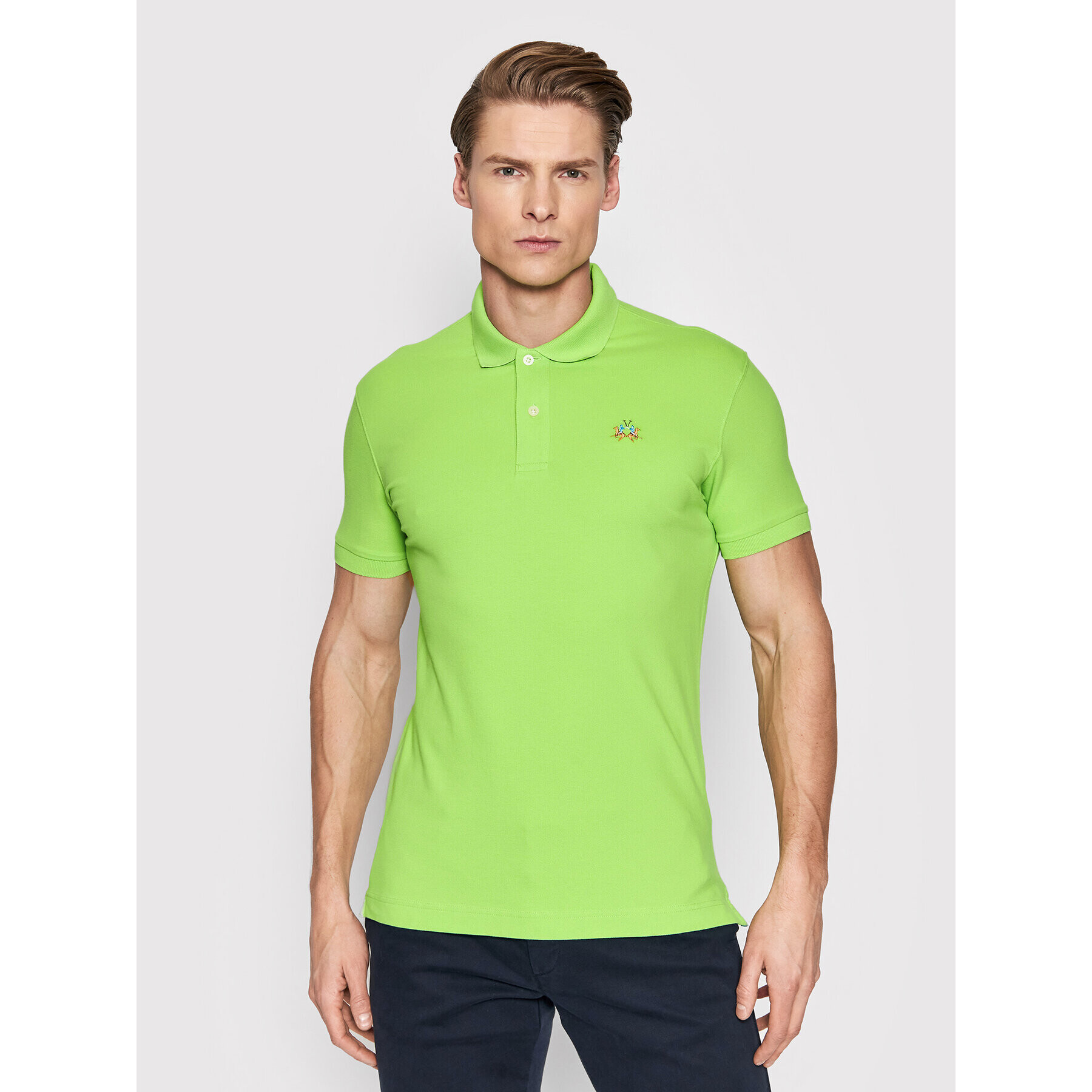 La Martina Polokošile Piquet CCMP02 PK001 Zelená Slim Fit - Pepit.cz