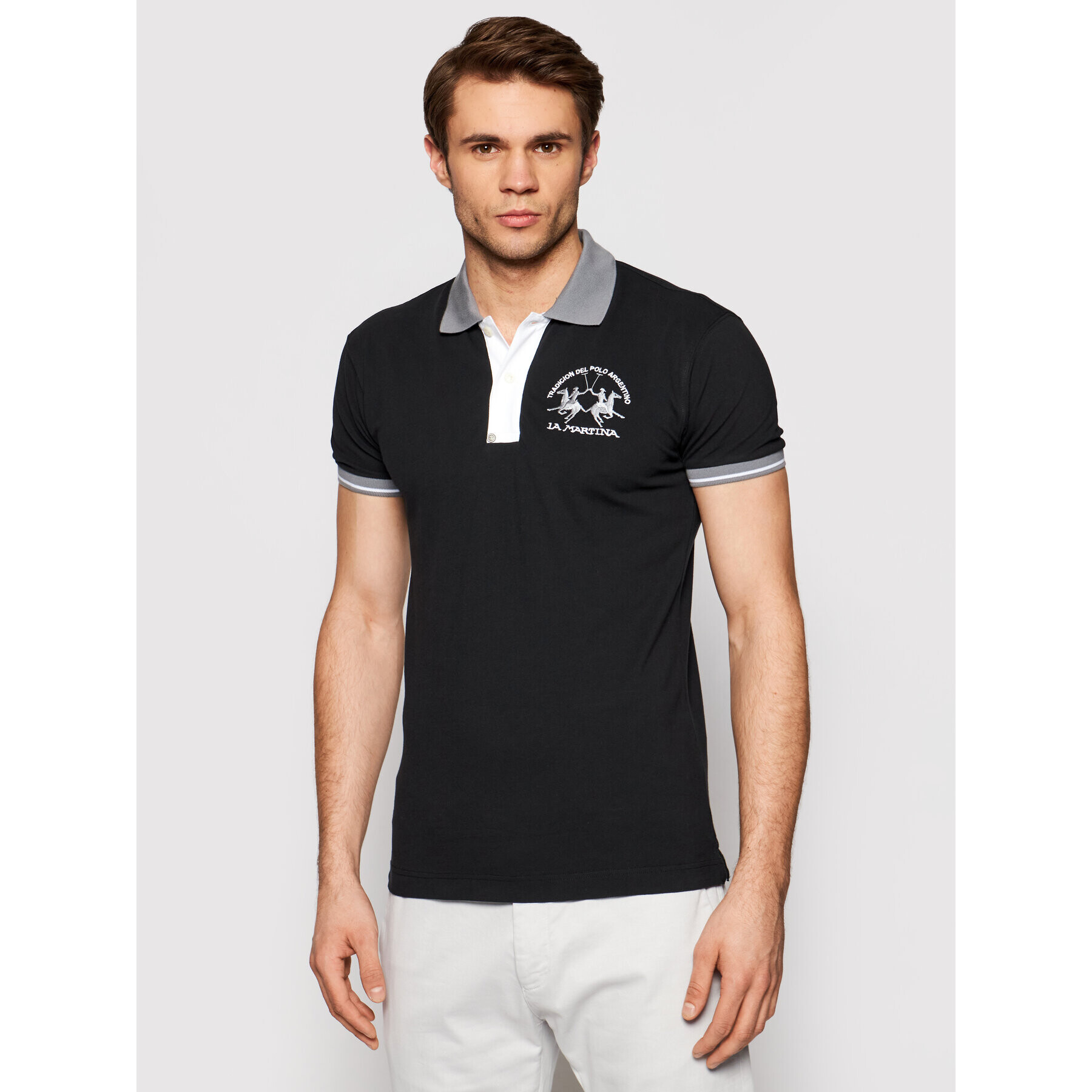 La Martina Polokošile RMP005 PK001 Černá Slim Fit - Pepit.cz