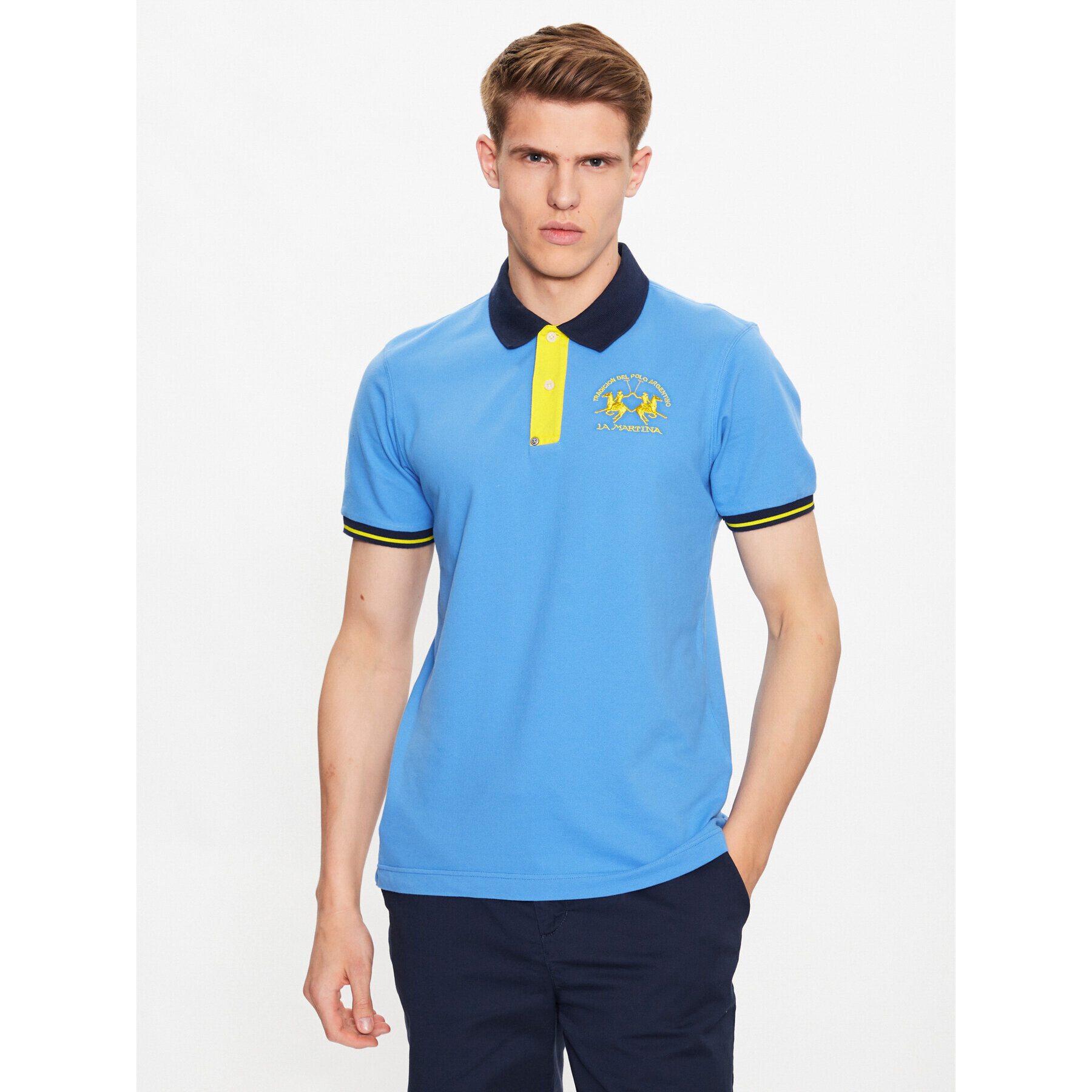 La Martina Polokošile VMP005 PK001 Modrá Slim Fit - Pepit.cz