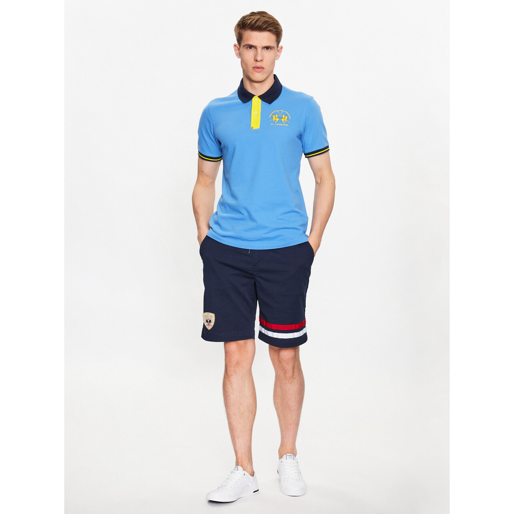 La Martina Polokošile VMP005 PK001 Modrá Slim Fit - Pepit.cz