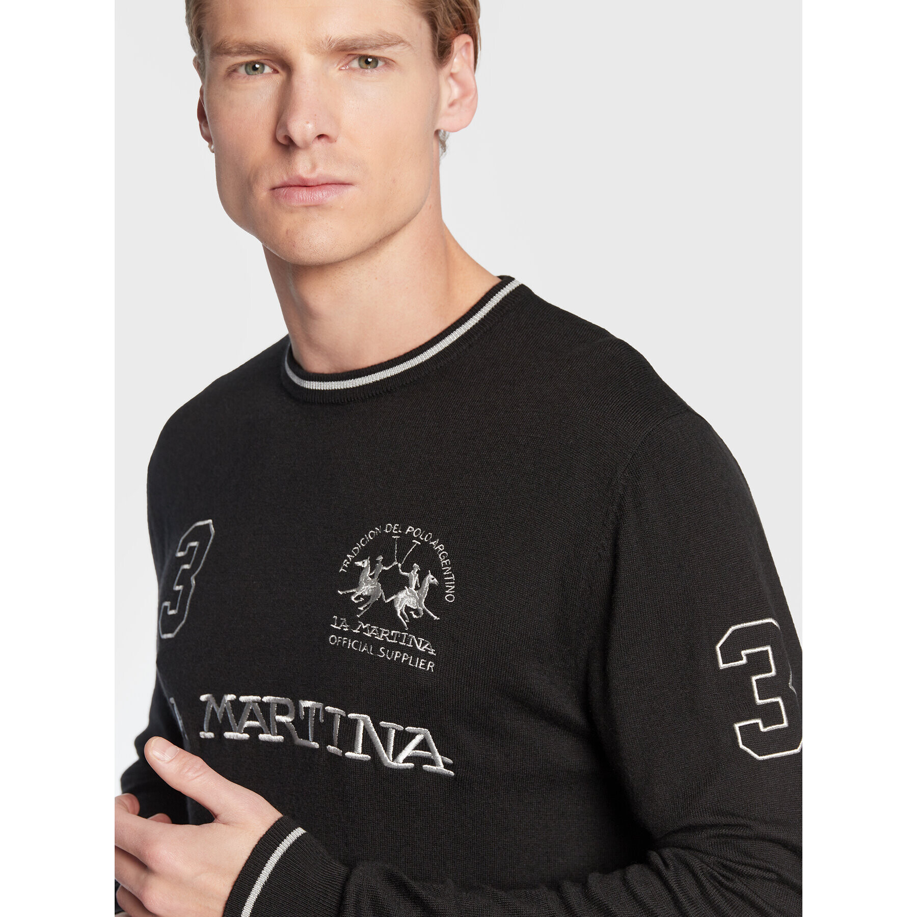 La Martina Svetr UMS304 YW025 Černá Regular Fit - Pepit.cz