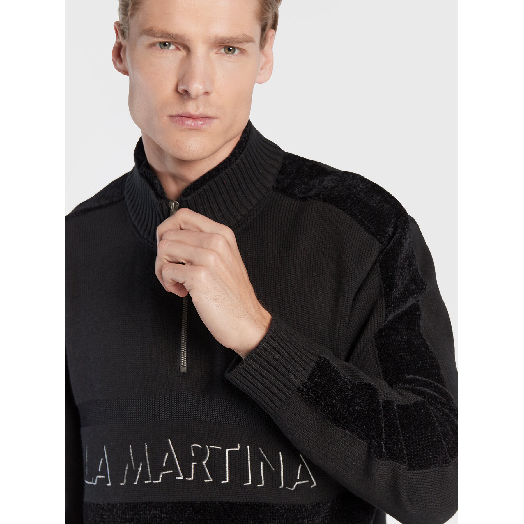 La Martina Svetr UMS312 YW025 Černá Regular Fit - Pepit.cz