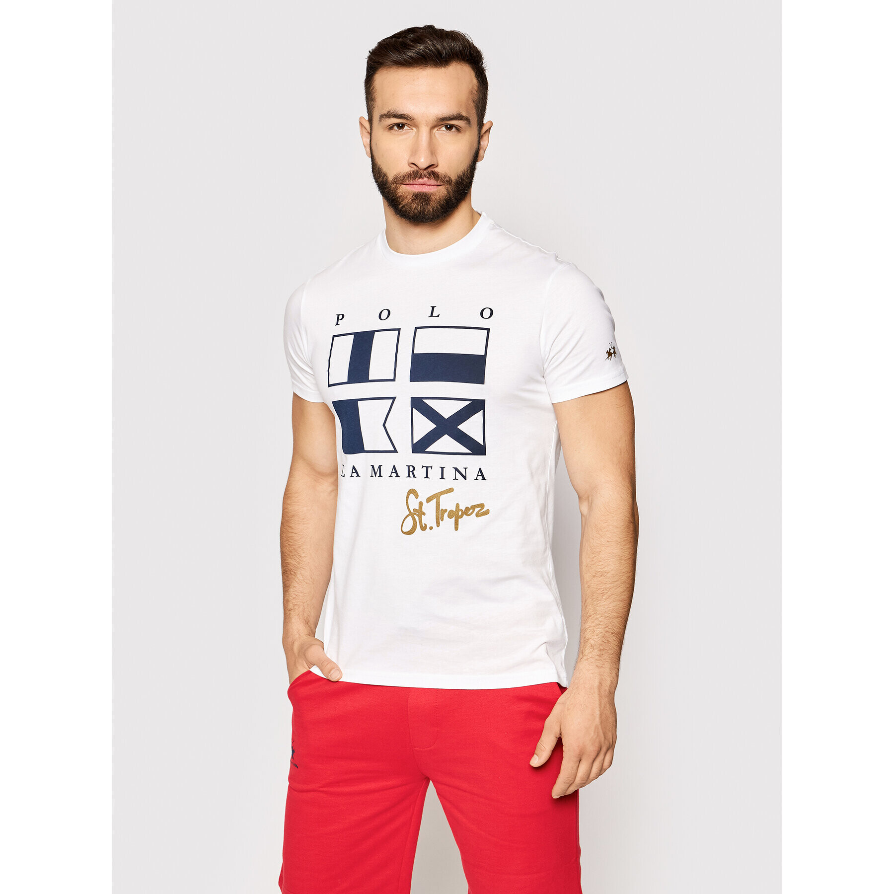 La Martina T-Shirt RMR313 JS206 Bílá Regular Fit - Pepit.cz