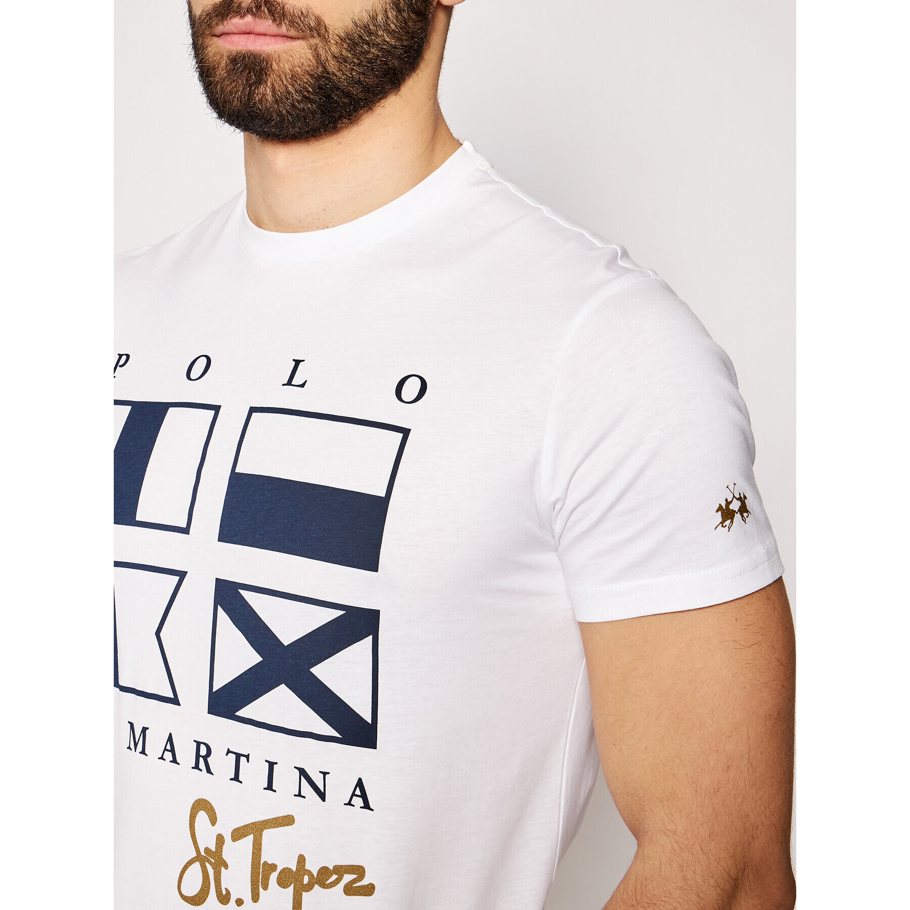 La Martina T-Shirt RMR313 JS206 Bílá Regular Fit - Pepit.cz