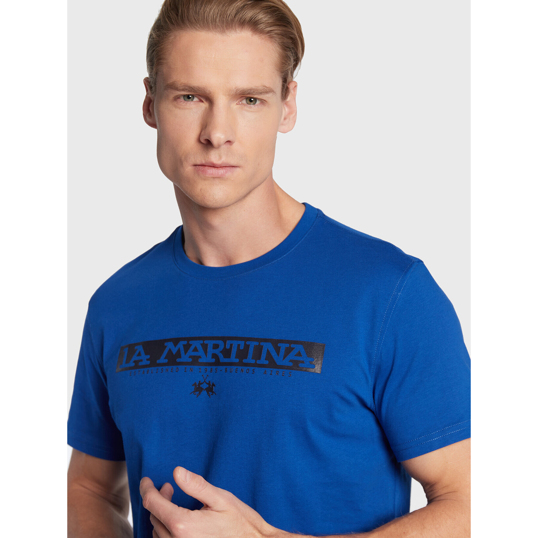 La Martina T-Shirt UMR006 JS206 Modrá Regular Fit - Pepit.cz