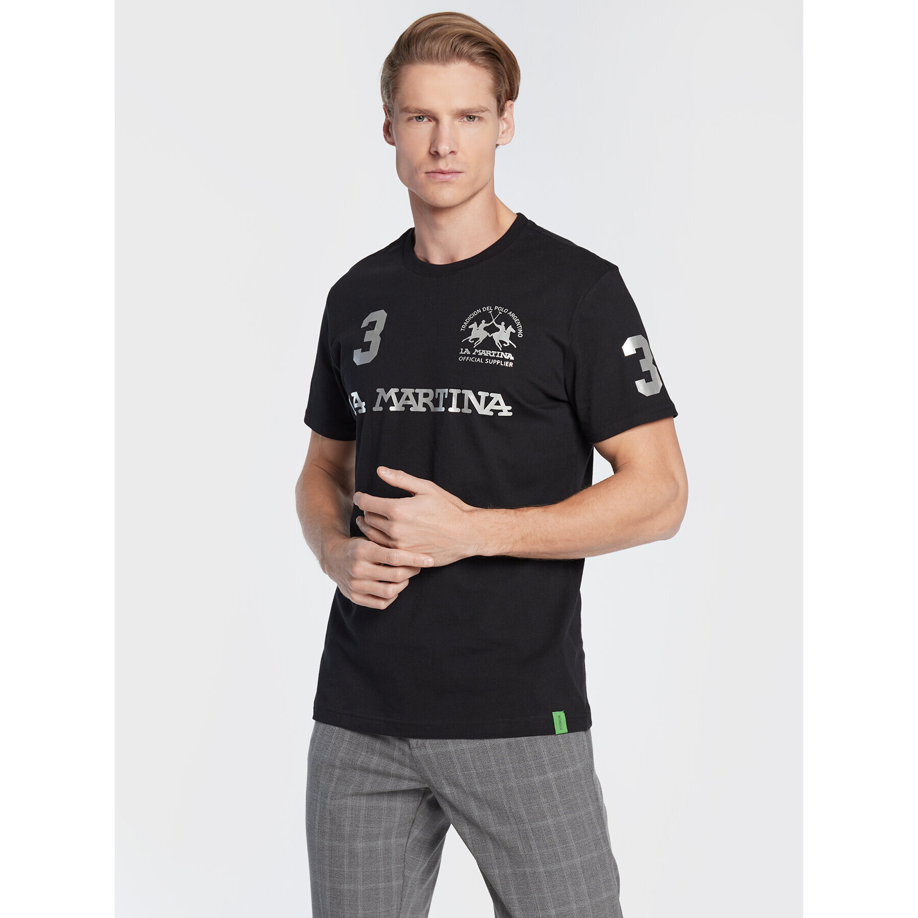 La Martina T-Shirt UMR309 JS206 Černá Regular Fit - Pepit.cz